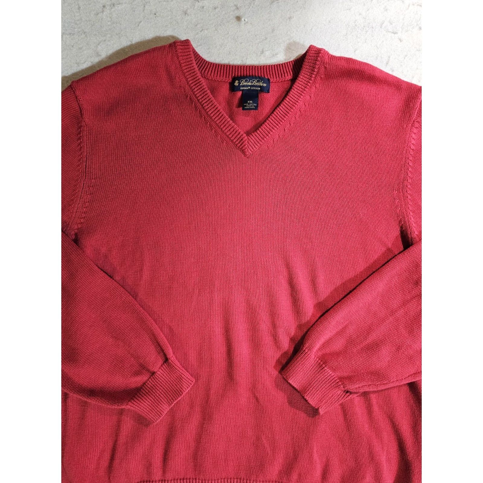 Brooks Brothers VINTAGE Brooks Brothers Signature 100% Supima Cotton V-Neck Sweater Men 2XL Red Size US XXL / EU 58 / 5 - 2 Thumbnail
