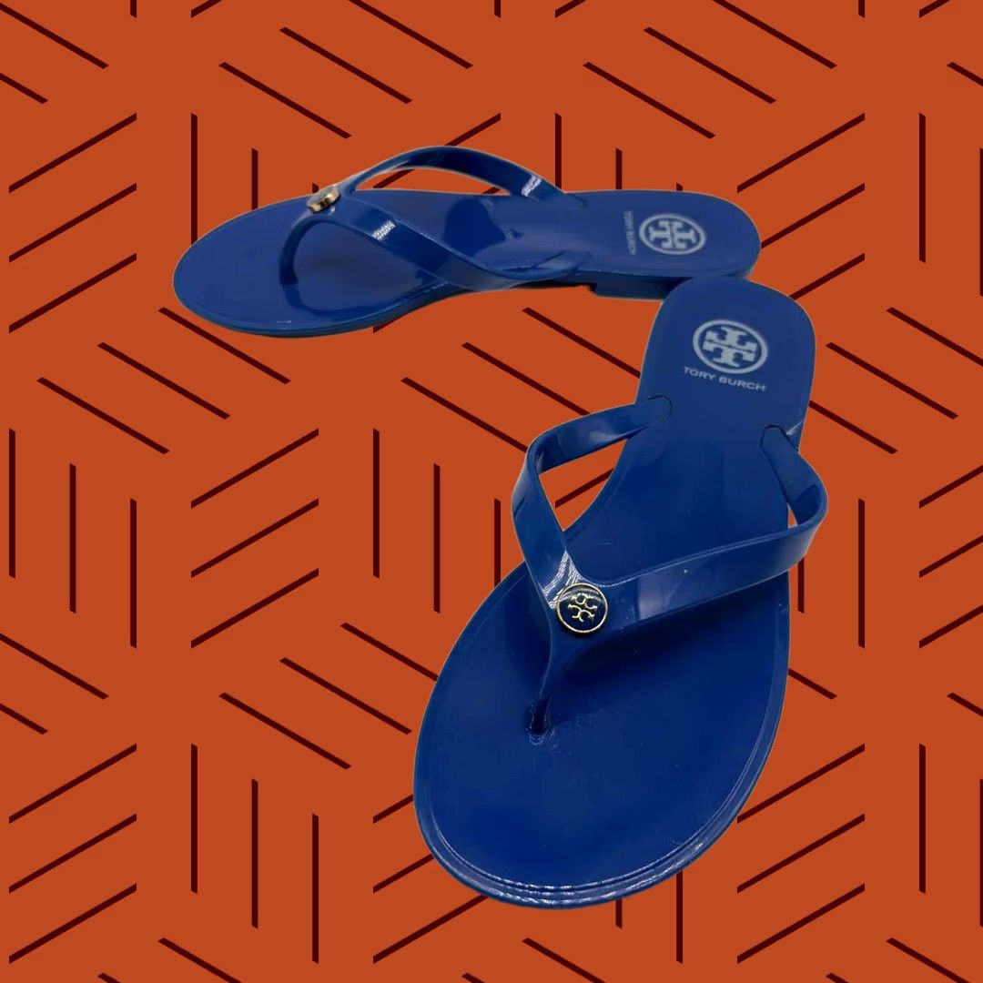 Tory Burch VINTAGE Tory Burch Blue Size 6 Flip Flop Sandals Size US 6 / IT 36 - 1 Thumbnail