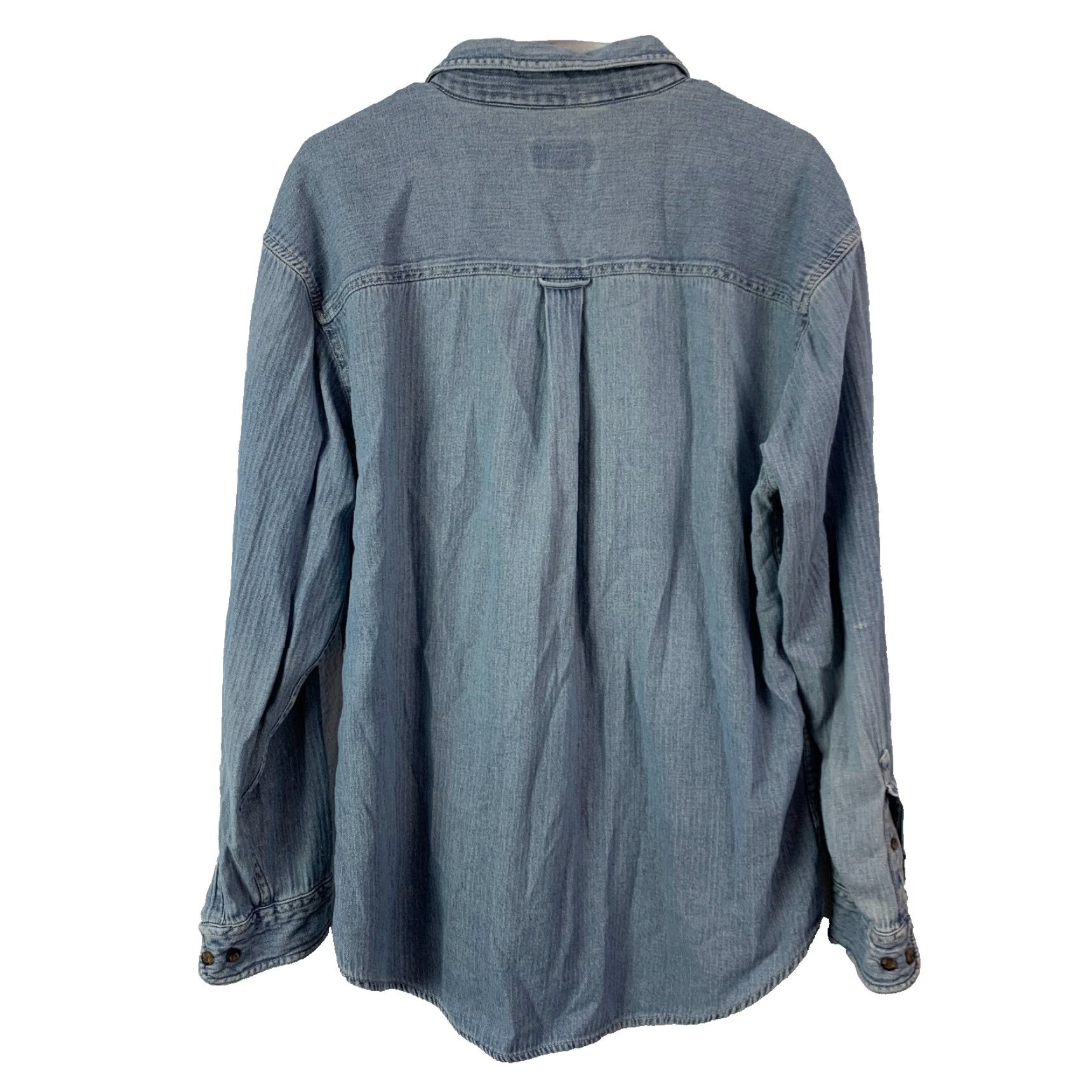 Denime Vintage Denim Button-Up Shirt XL 45" Chest Blue Solid Thrashed Destroyed Distressed Casual Mens Shirt Size US XL / EU 56 / 4 - 7 Thumbnail