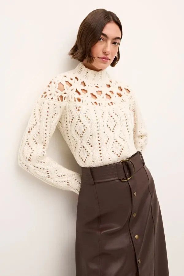 Marie Oliver Lilac Crochet Sweater Size S / US 4 / IT 40 - 1 Thumbnail