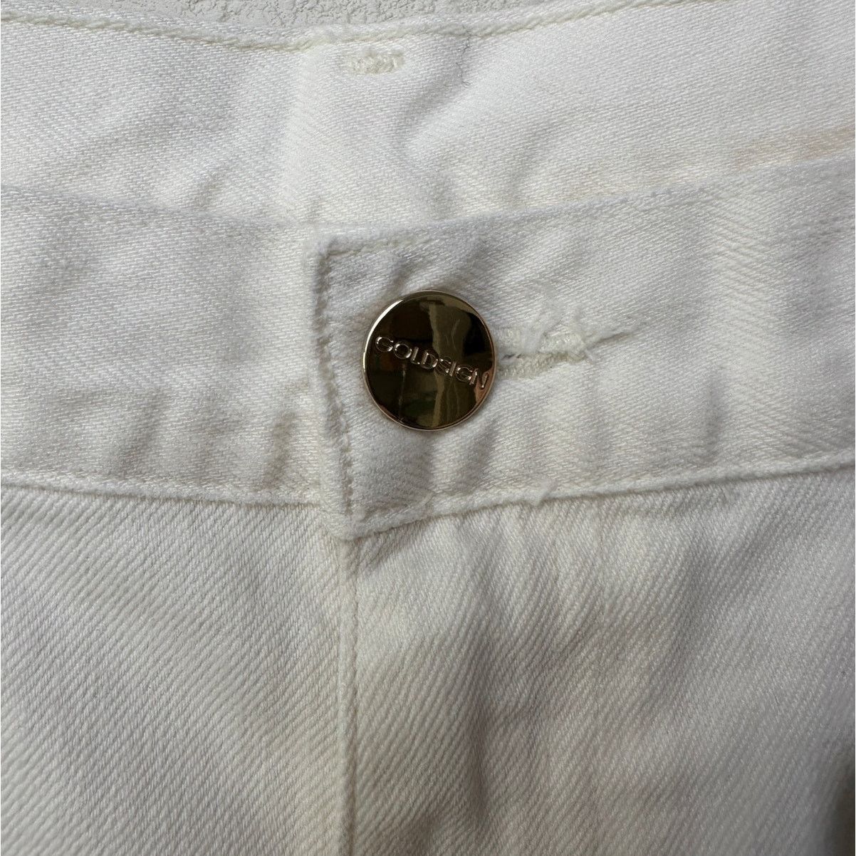 GOLDSIGN NWT Goldsign The A Jean Pressed Pearl Ivory Jeans 32 Size 32" / US 10 / IT 46 - 5 Thumbnail