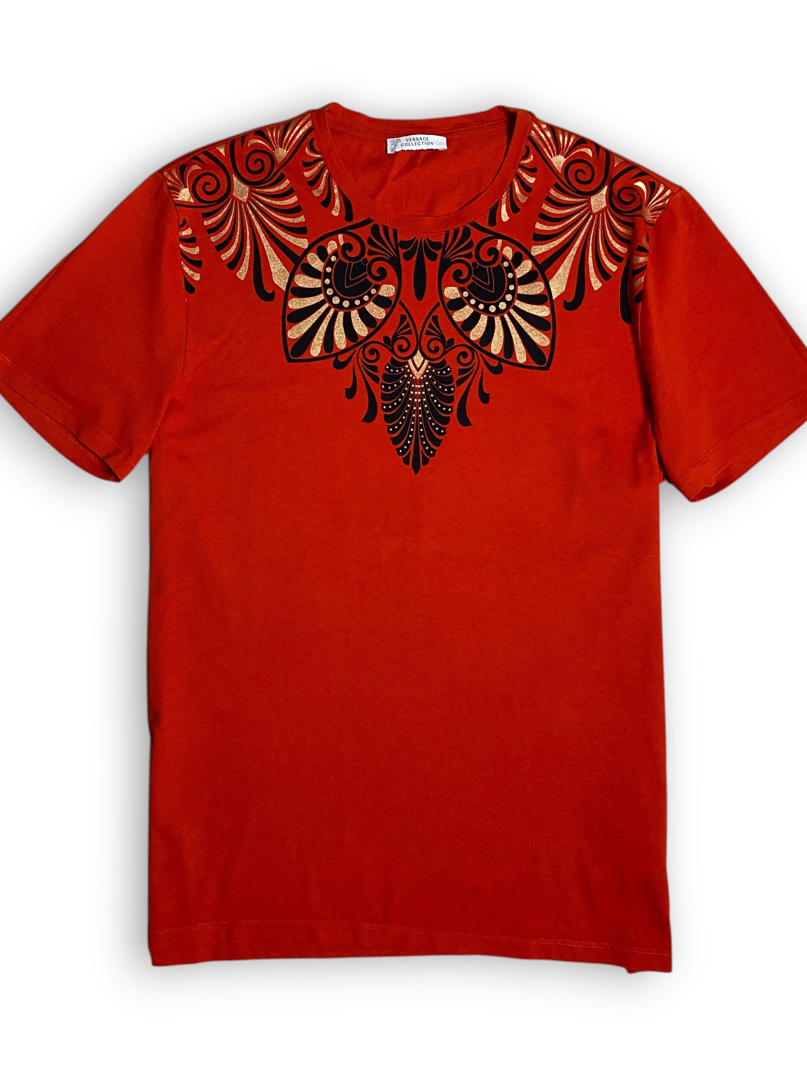 Versace Versace Red Gold Baroque Graphic Print Cotton T Shirt Tee Size US M / EU 48-50 / 2 - 4 Thumbnail