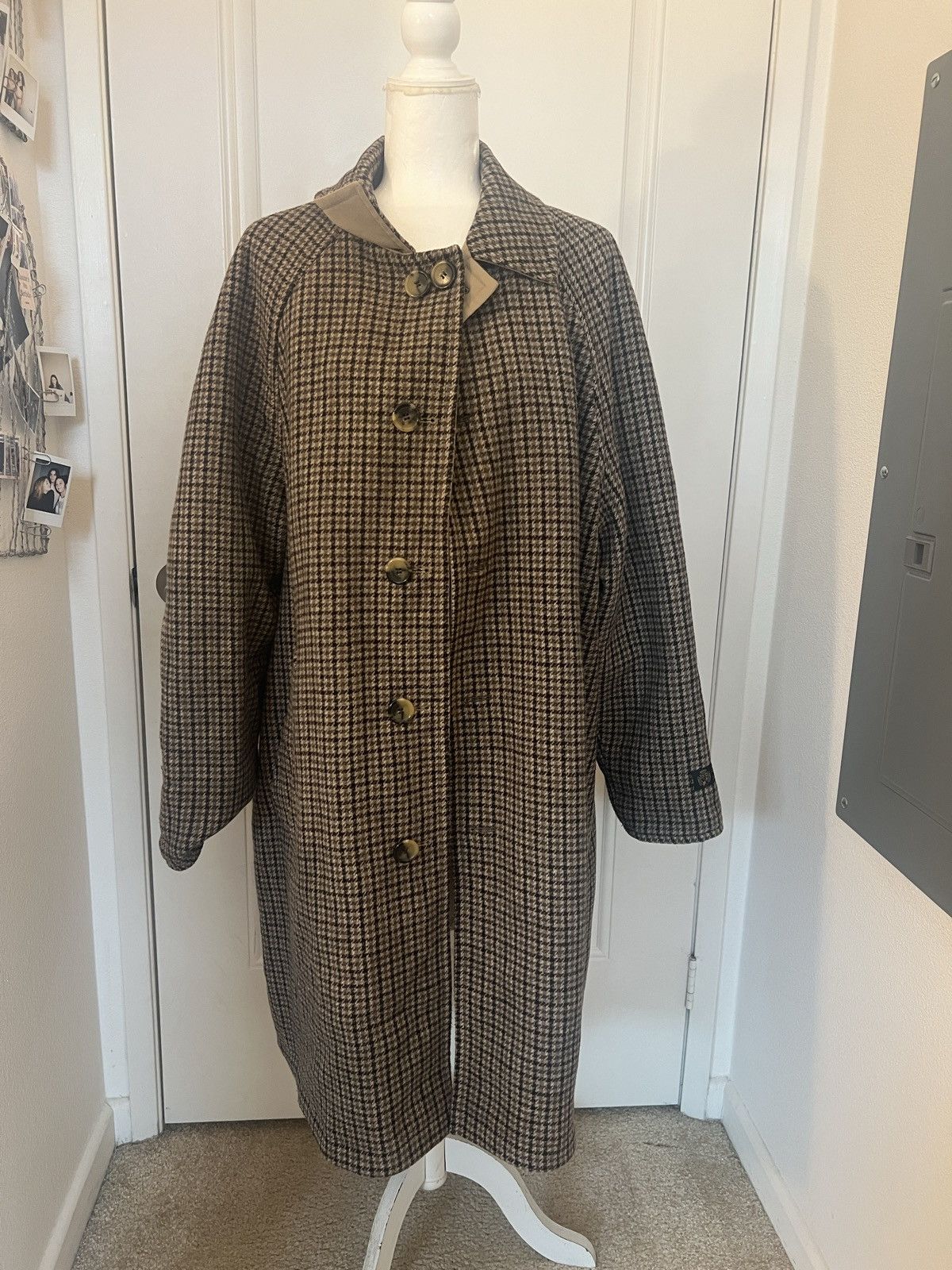 image of Supreme Reversible Houndstooth Overcoat Fw2023, Men's (Size Large)