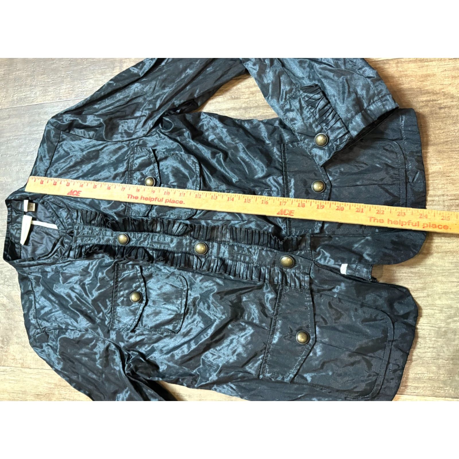Vintage Chicos Jacket Womens 0 Black Metallic Button Up Shiny Long Sleeve 4 Pocket Size XS / US 0-2 / IT 36-38 - 2 Thumbnail