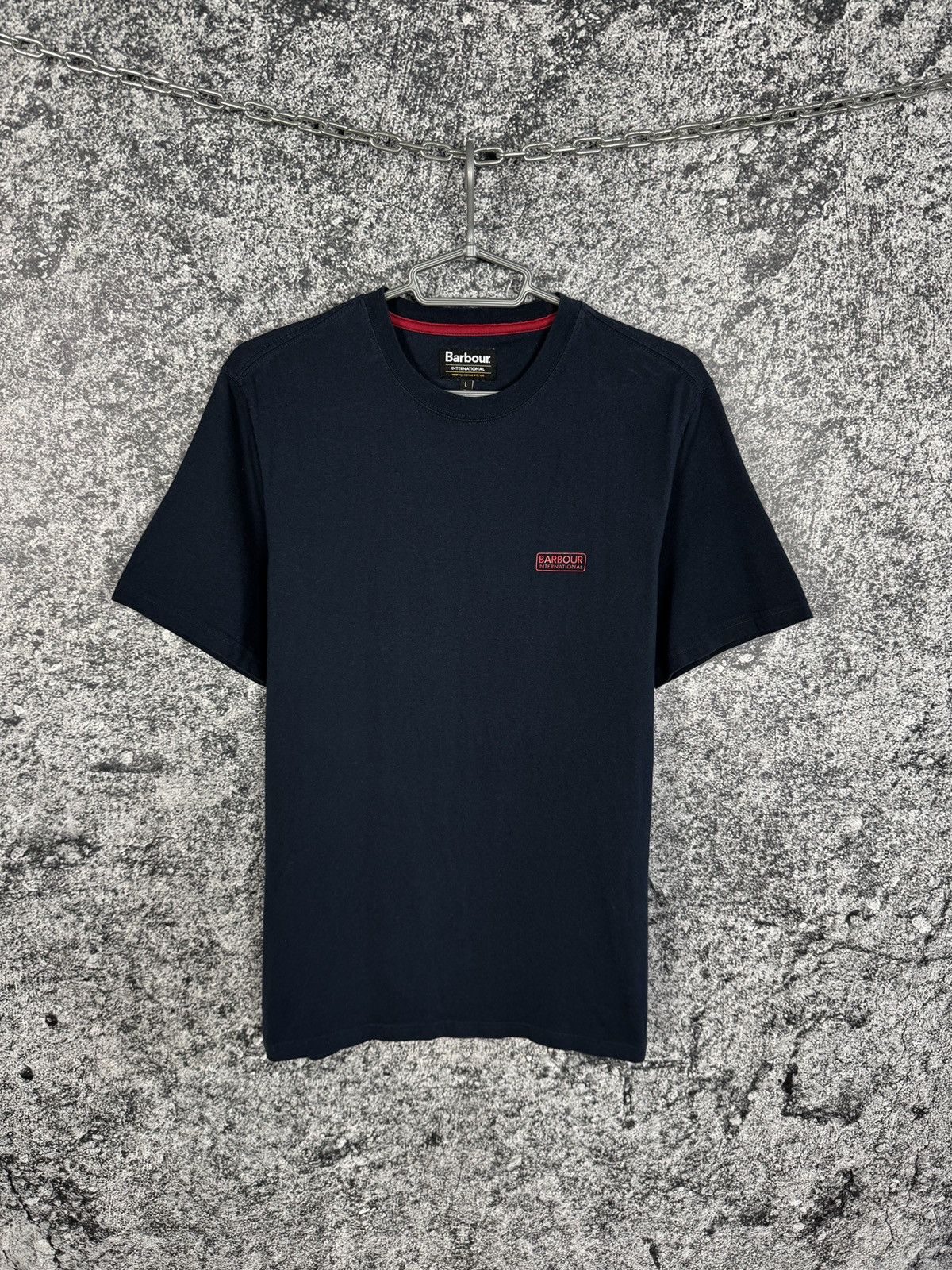 Barbour × Vintage Mens Barbour International T-Shirt Slim Fit Navy Blue Size L Size US M / EU 48-50 / 2 - 1 Thumbnail