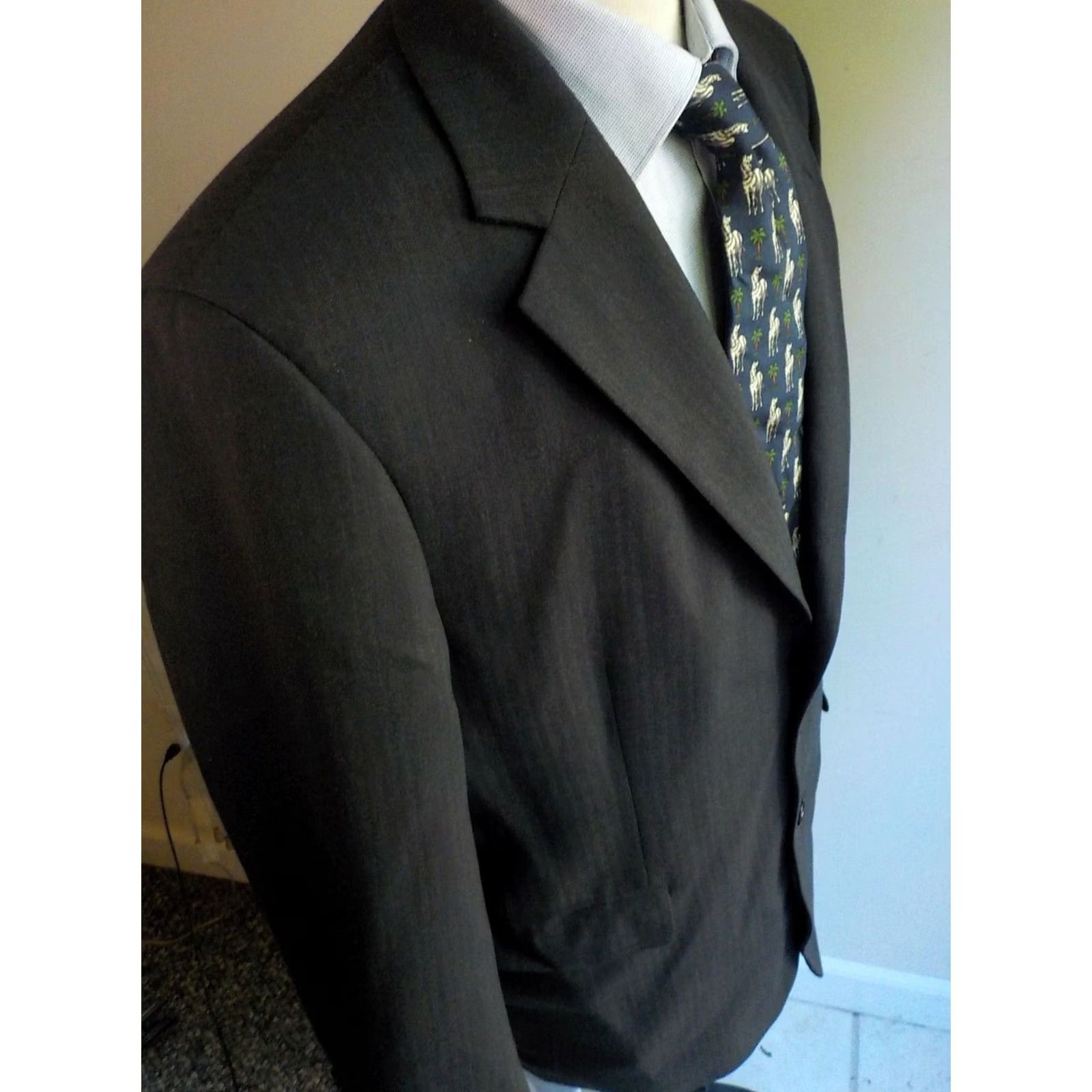 Brooks Brothers VINTAGE Brooks Brothers 2 Piece Suit Blue Gray Herringbone Wool Stretch 346 SZ 42R W36 Mens Size ONE SIZE - 3 Thumbnail