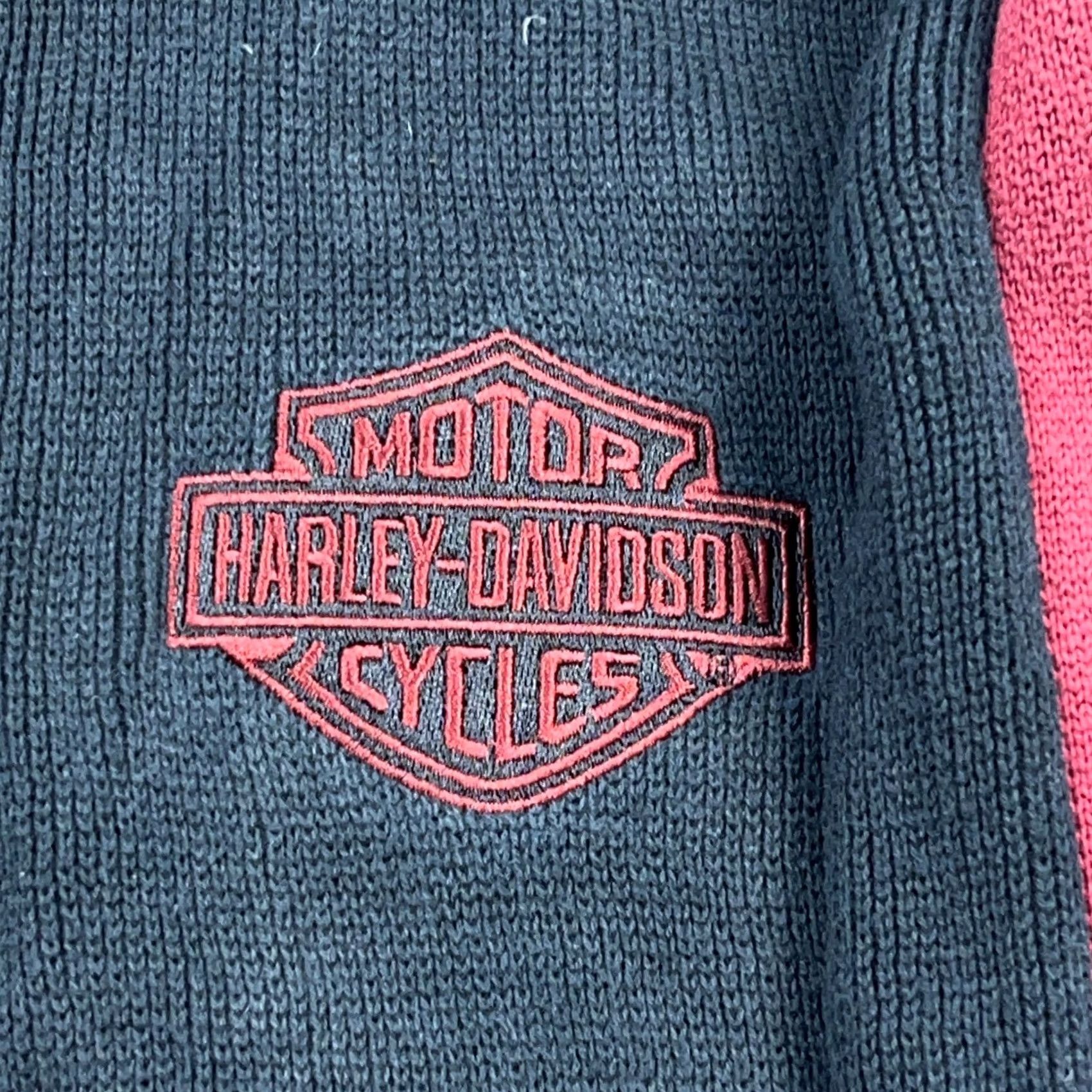 Harley Davidson VINTAGE Harley-Davidson Sweater Men XL Black Heavy Knit Pullover Quarter Zip Spellout Size US XL / EU 56 / 4 - 3 Thumbnail
