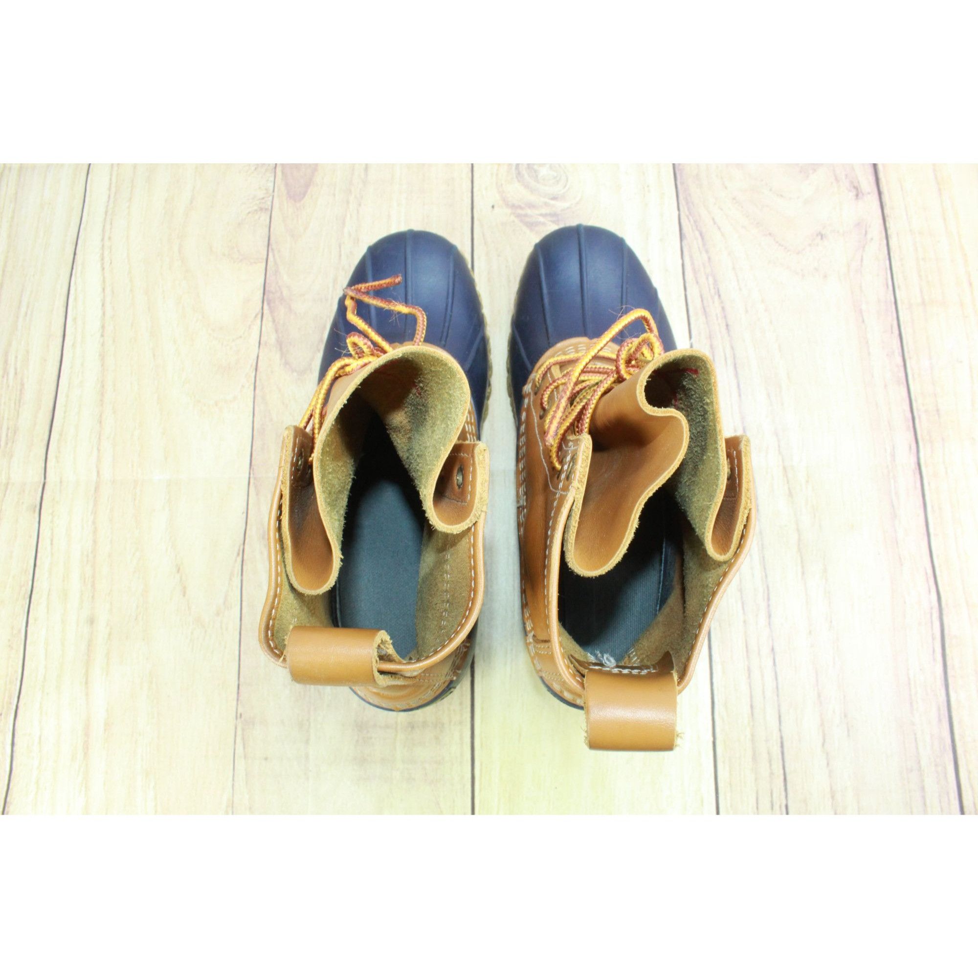 L.L. Bean LL Bean Women's Blue Brown Leather Rubber Unlined 8" Ankle D Size US 8 / IT 38 - 7 Thumbnail