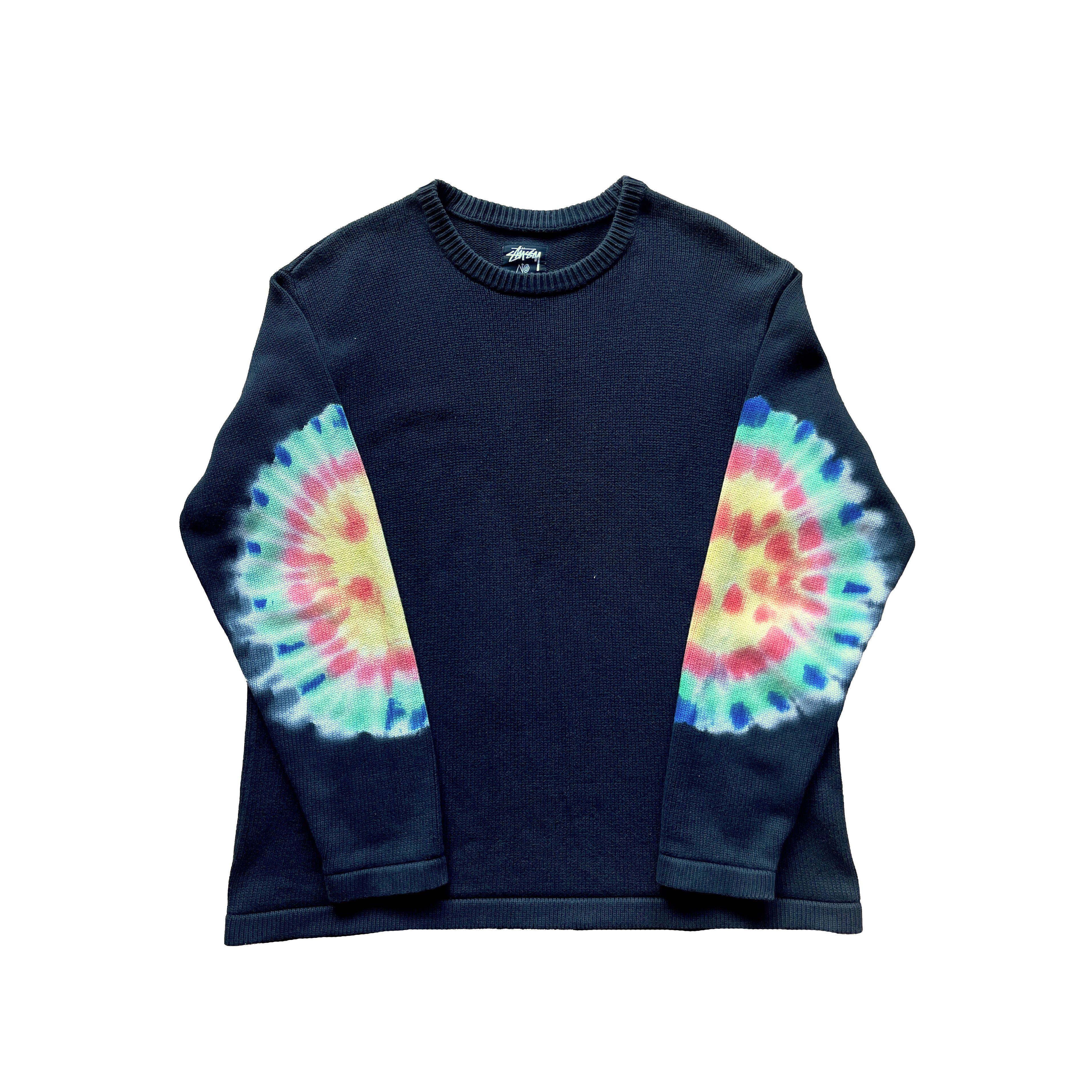 image of No Vacancy Inn x Stussy Tie-Dye Knit Sweater in Black, Men's (Size Medium)