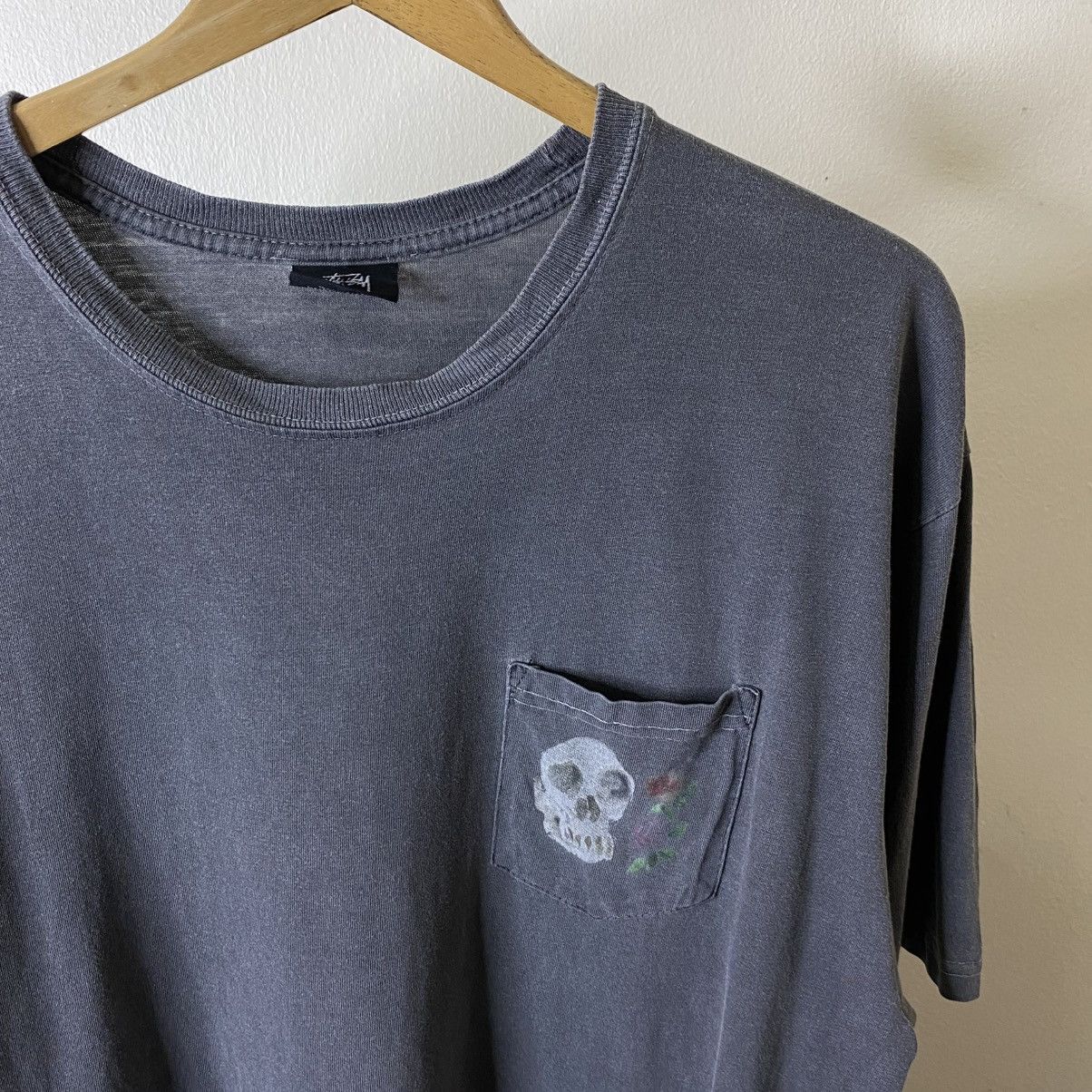 Stussy Y2K Stussy Crocodile Skulls Skater T Shirt Washed Grey Size US L / EU 52-54 / 3 - 6 Thumbnail