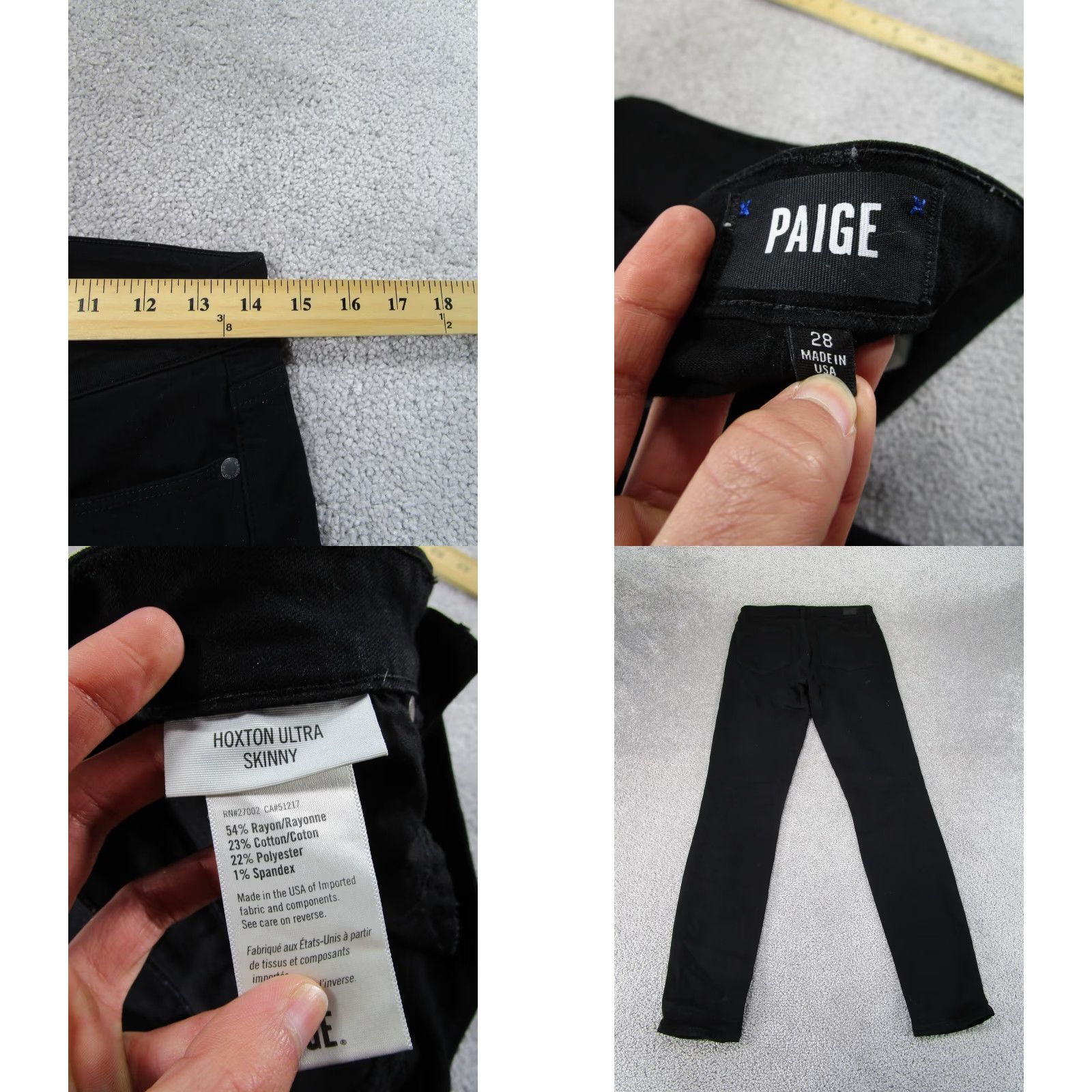Paige VINTAGE Paige Jeans Womens Skinny Fit Hoxton Ultra Skinny Black Denim Mid Rise 28 Womens Size 28" / US 6 / IT 42 - 8 Thumbnail