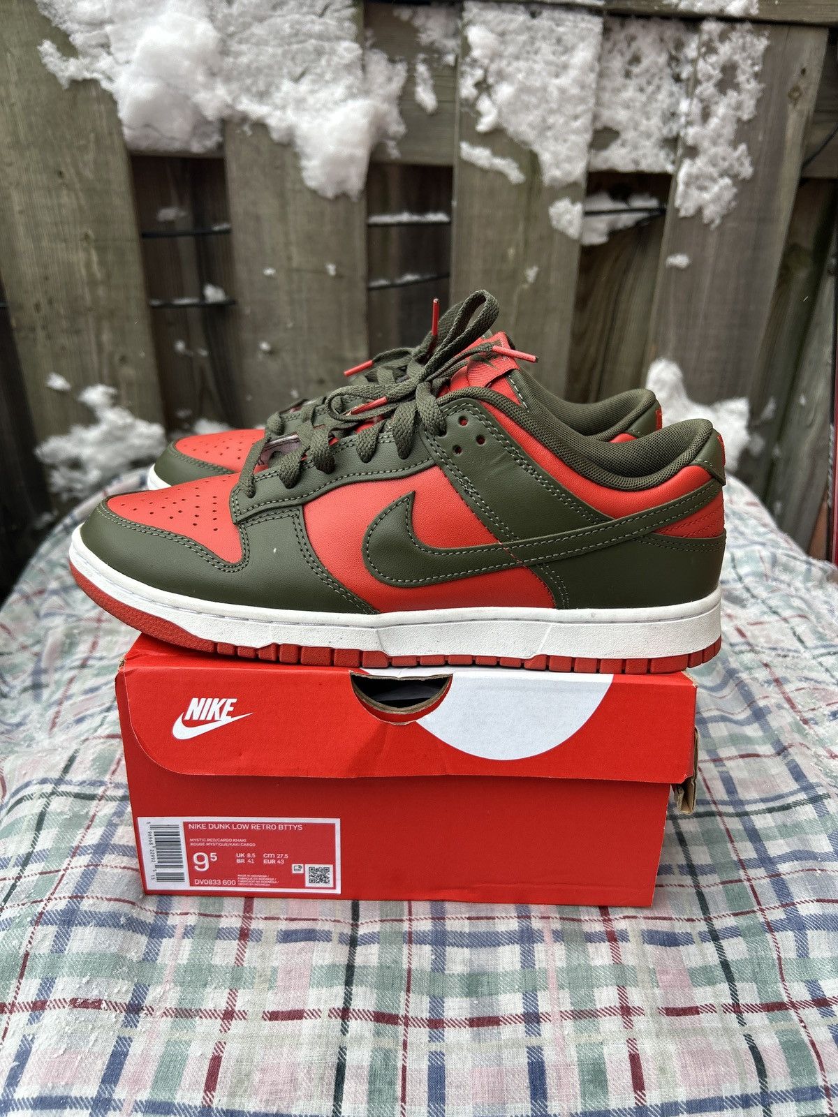 Nike Nike Dunk Low Mystic Red / Cargo Khaki Green Size US 9.5 / EU 42-43 - 7 Thumbnail