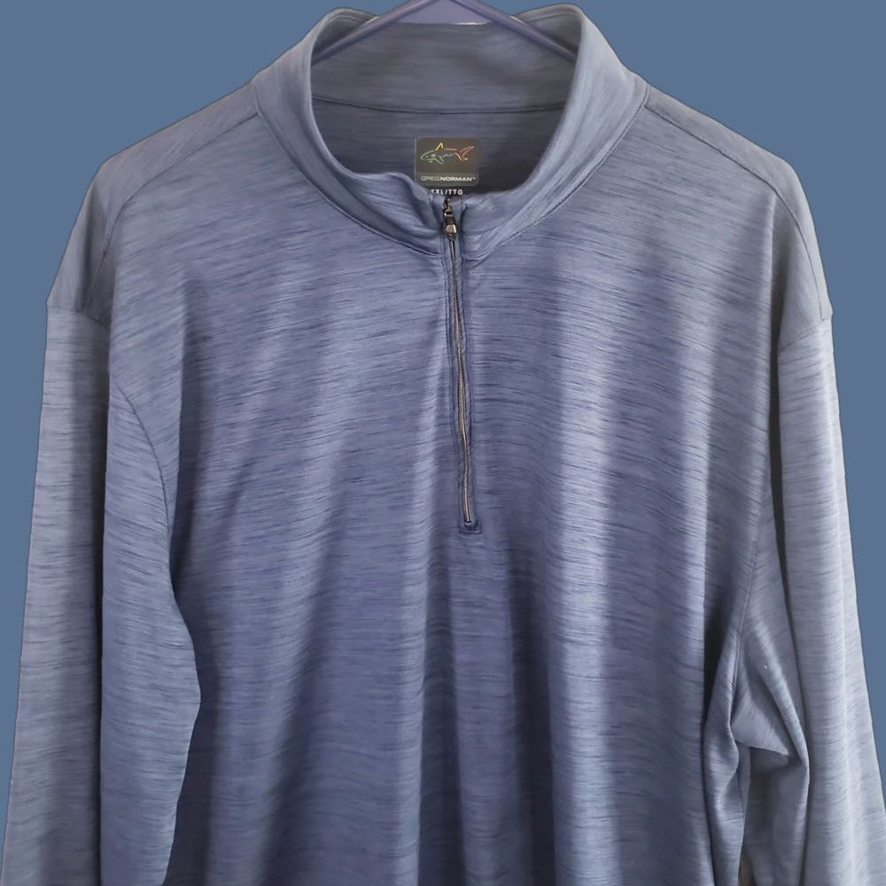 Vintage Greg Norman 1/4 Zip Pullover Blue Heather Long Sleeve Men's XXL Performance Activewear Pullover Zip Size US XXL / EU 58 / 5 - 1 Thumbnail