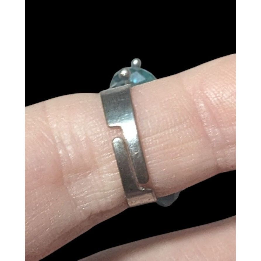 Other Blue Beaded Silver Tone Adjustable Cluster Ring Size 6 Size ONE SIZE - 8 Thumbnail