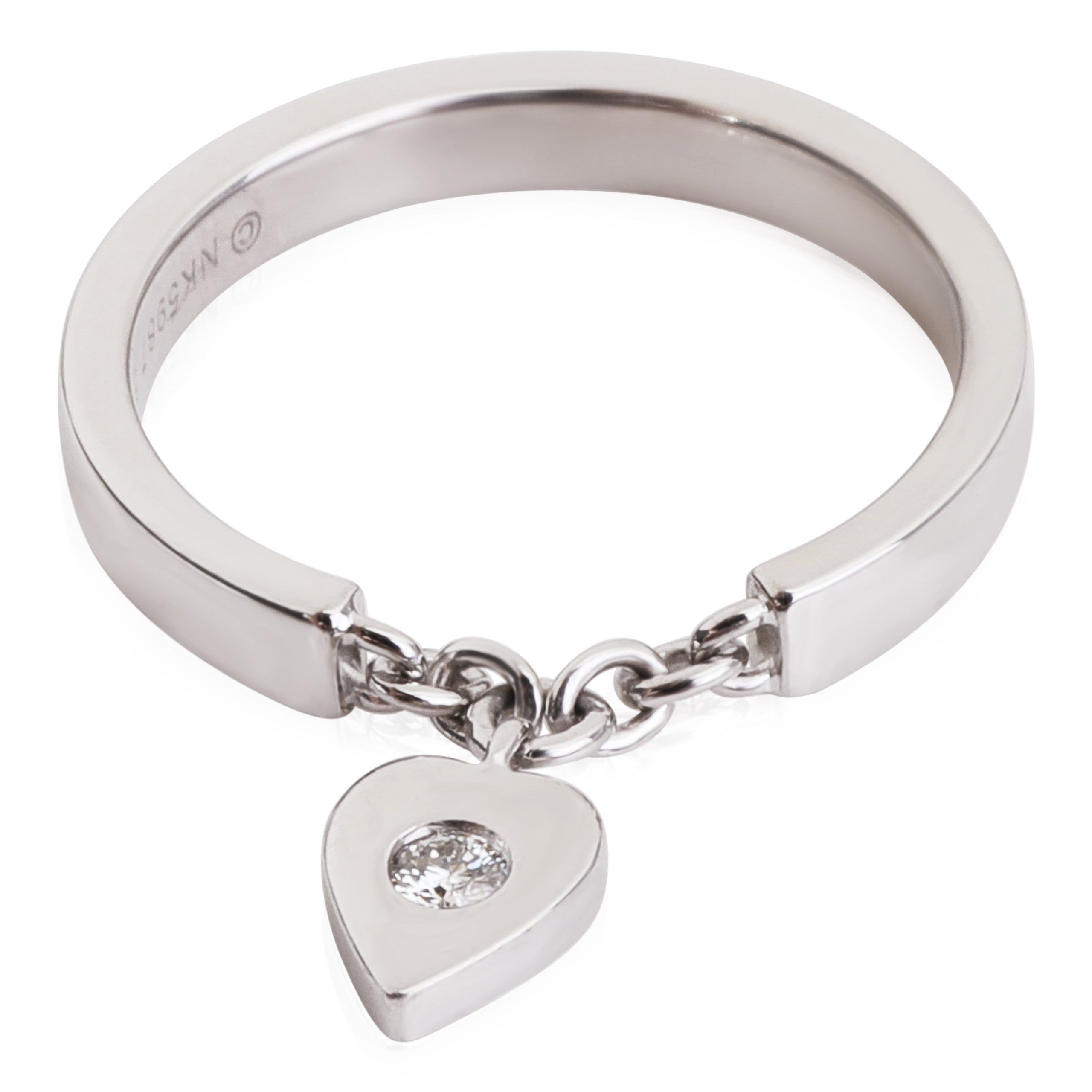 image of Cartier Mon Amour Heart Charm Ring In 18Kt White Gold 0.05 Ctw, Women's