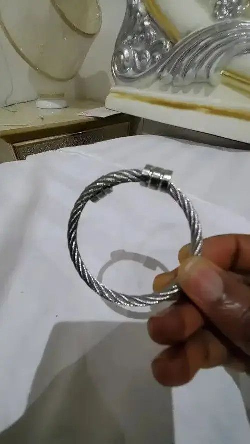 Other Hip Hop Stainless Steel Men Bangle Adjustable Open Cuff Size ONE SIZE - 3 Thumbnail