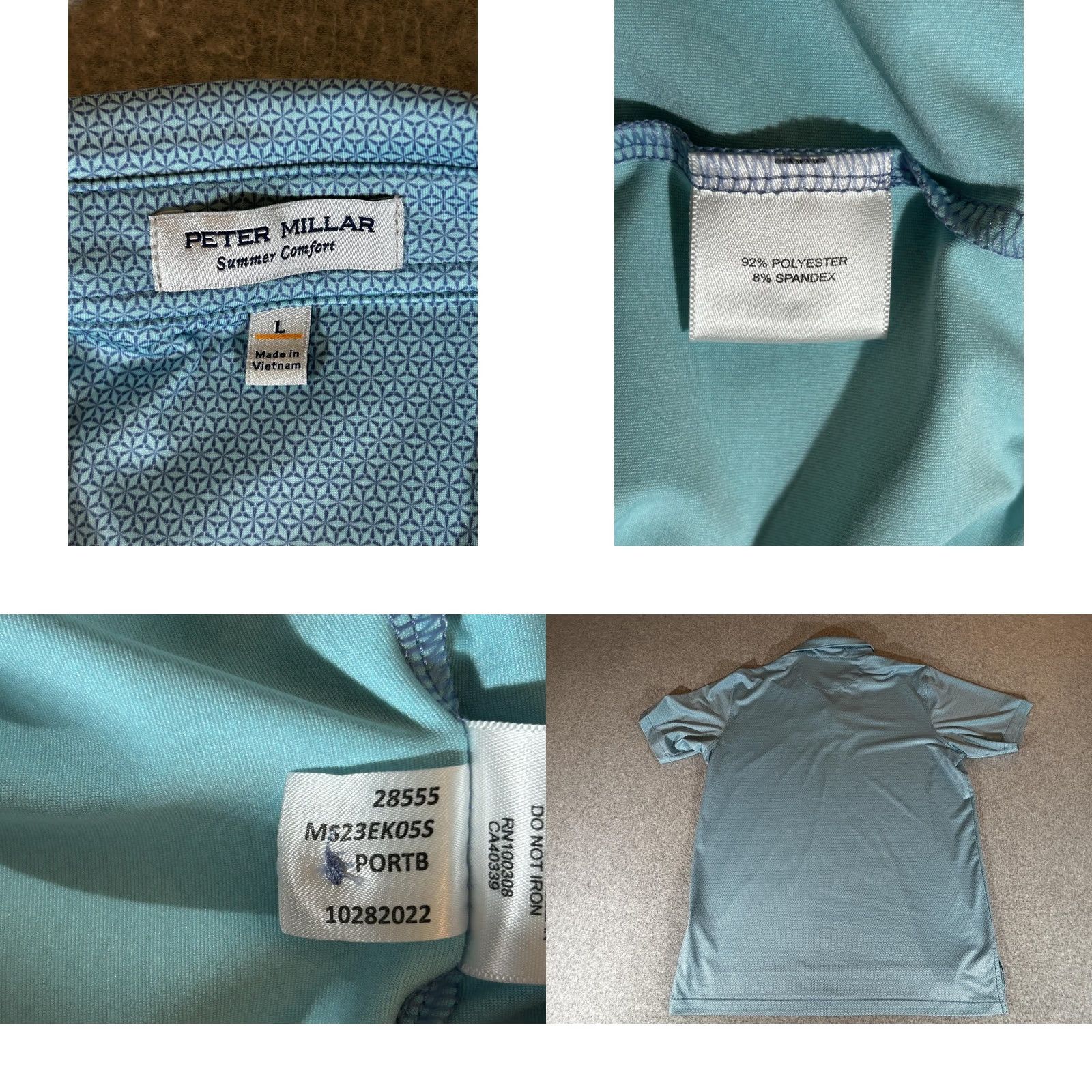Peter Millar VINTAGE? No. Peter Millar Polo Golf Geometric Print Blue Mens Large Shirt Rizzo Performance Summer Comfort Size US L / EU 52-54 / 3 - 8 Thumbnail