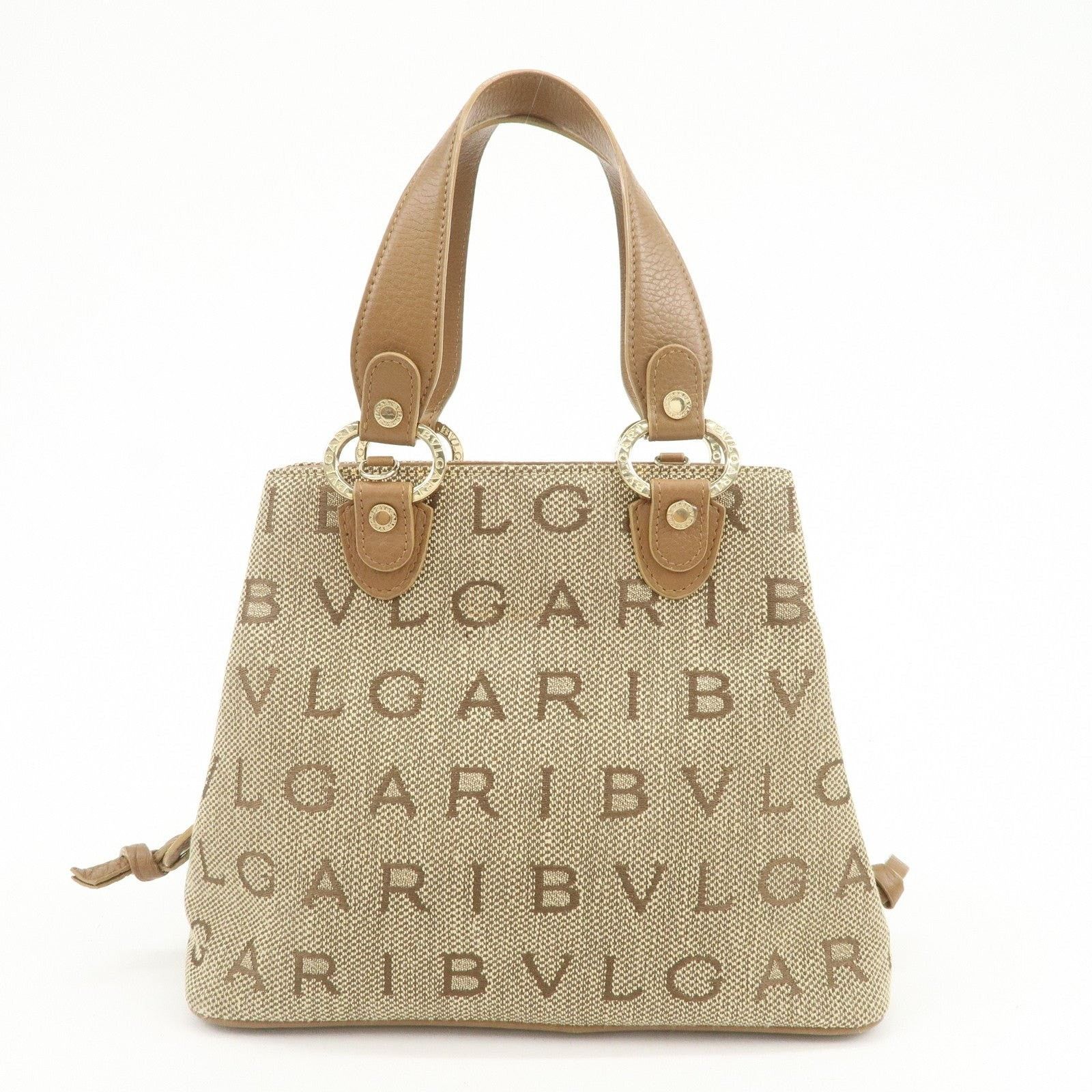 Bvlgari Bvlgari Logo Mania Canvas & Leather Satchel Tan Size ONE SIZE - 2 Thumbnail