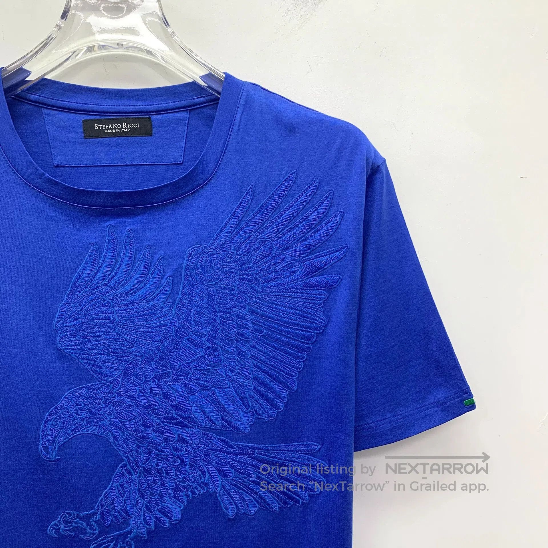 Stefano Ricci Stefano Ricci Dark Blue Eagle Embroidered Cotton Round Nec Size US S / EU 44-46 / 1 - 3 Thumbnail
