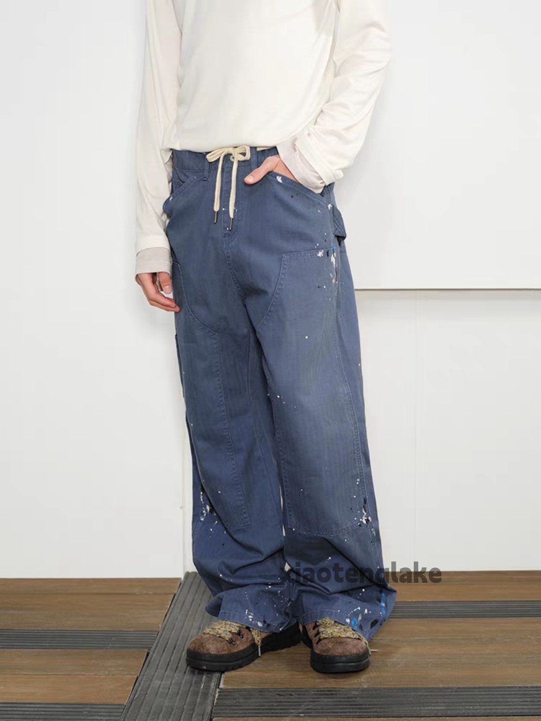 Designer × Japanese Brand × Vintage Utility work cargo carpenter paint loose baggy hiphop pants Size US 32 / EU 48 - 6 Thumbnail