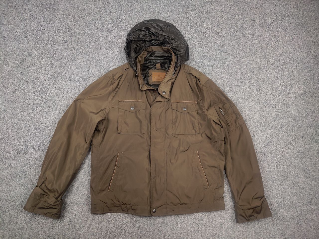 Massimo Dutti Massimo Dutti Nylon Brown Pocket Zip Hoodie Mens Jacket Size US XL / EU 56 / 4 - 9 Thumbnail