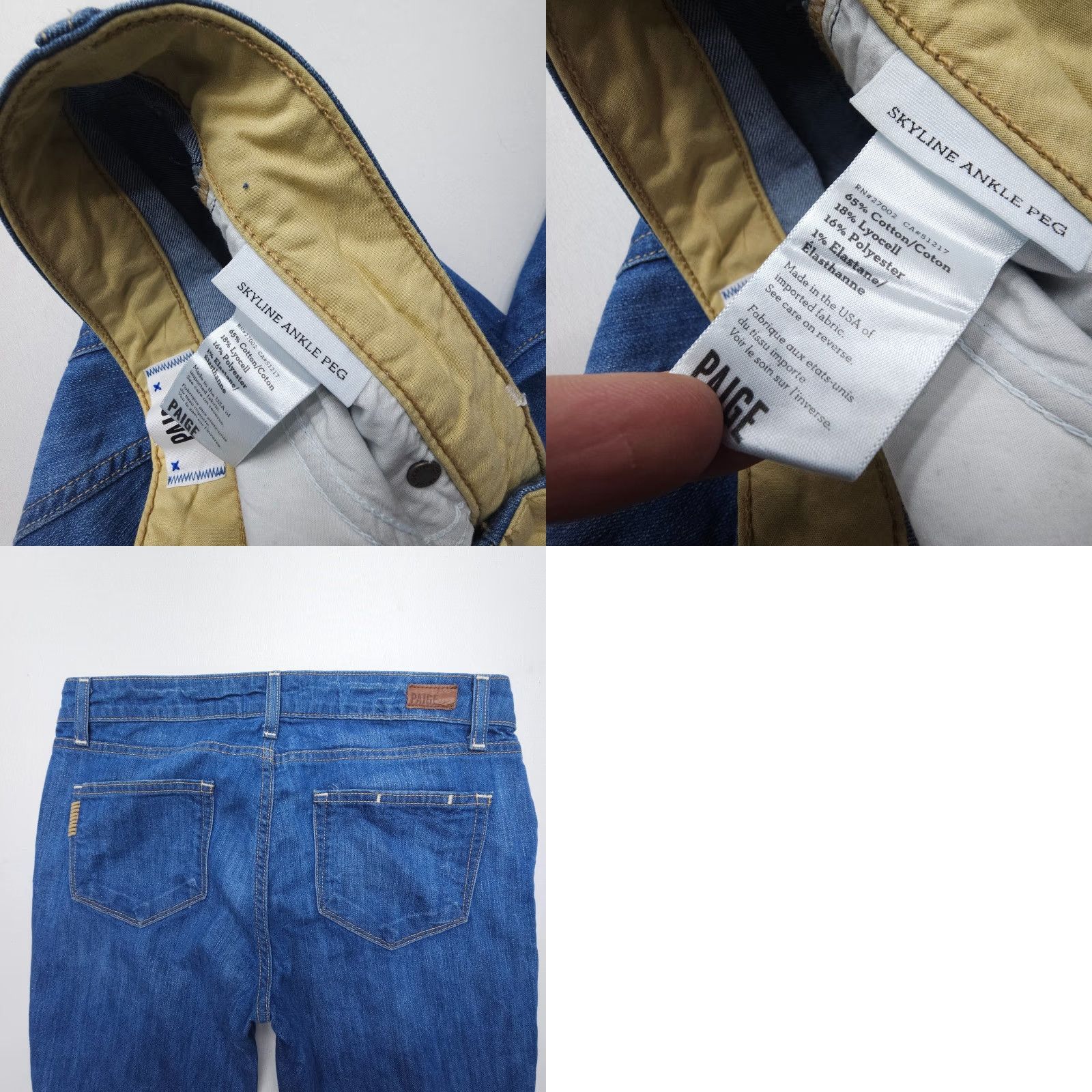 Paige Paige Skyline Jeans Womens 28 x 30 Blue Stretch USA Made Low Rise Slim Ankle 5-Pocket Design Size 28" / US 6 / IT 42 - 8 Thumbnail