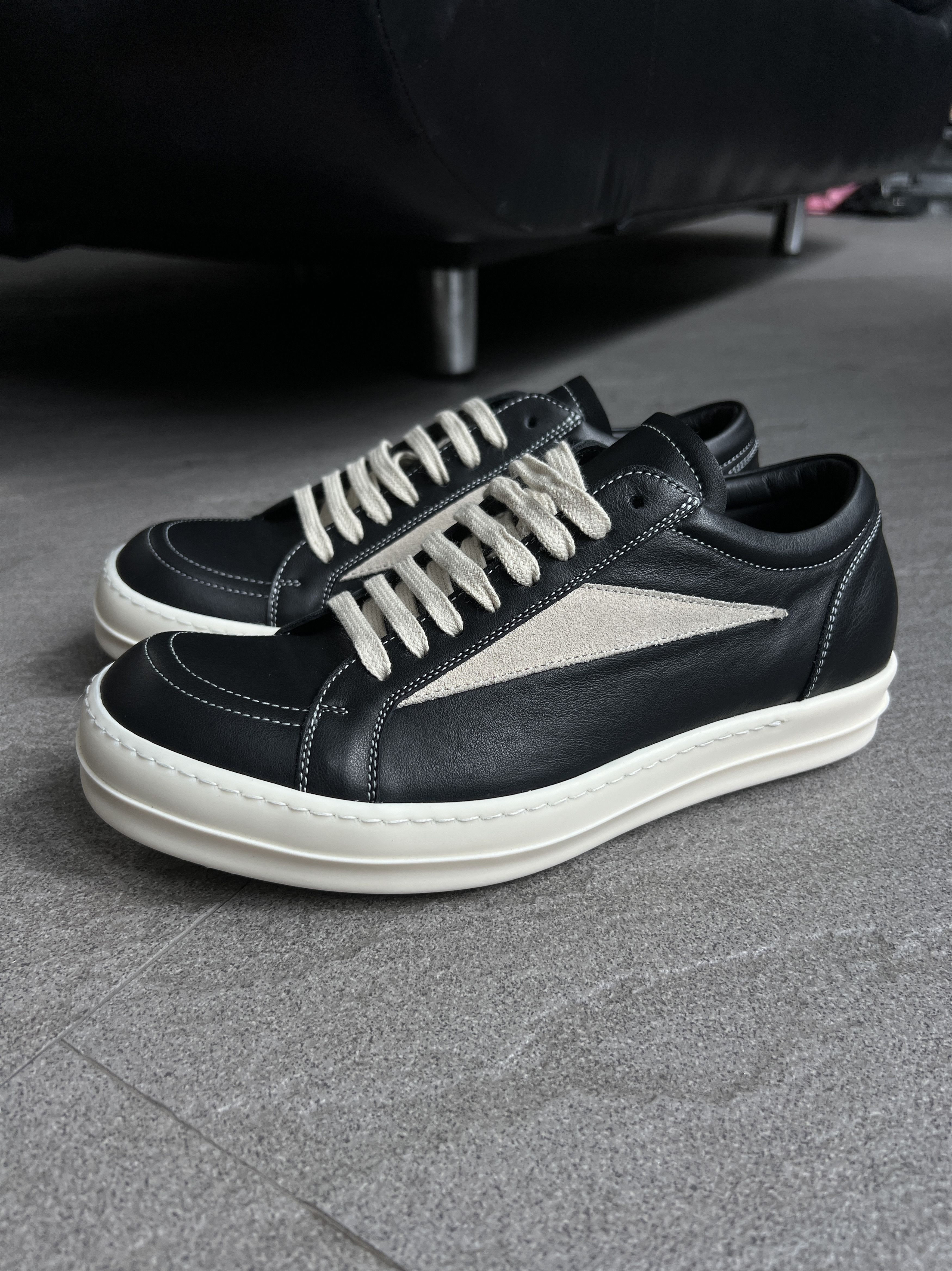 Rick Owens RICK OWENS SS24 LIDO Vintage Sneaks Black Waxy Nubuck