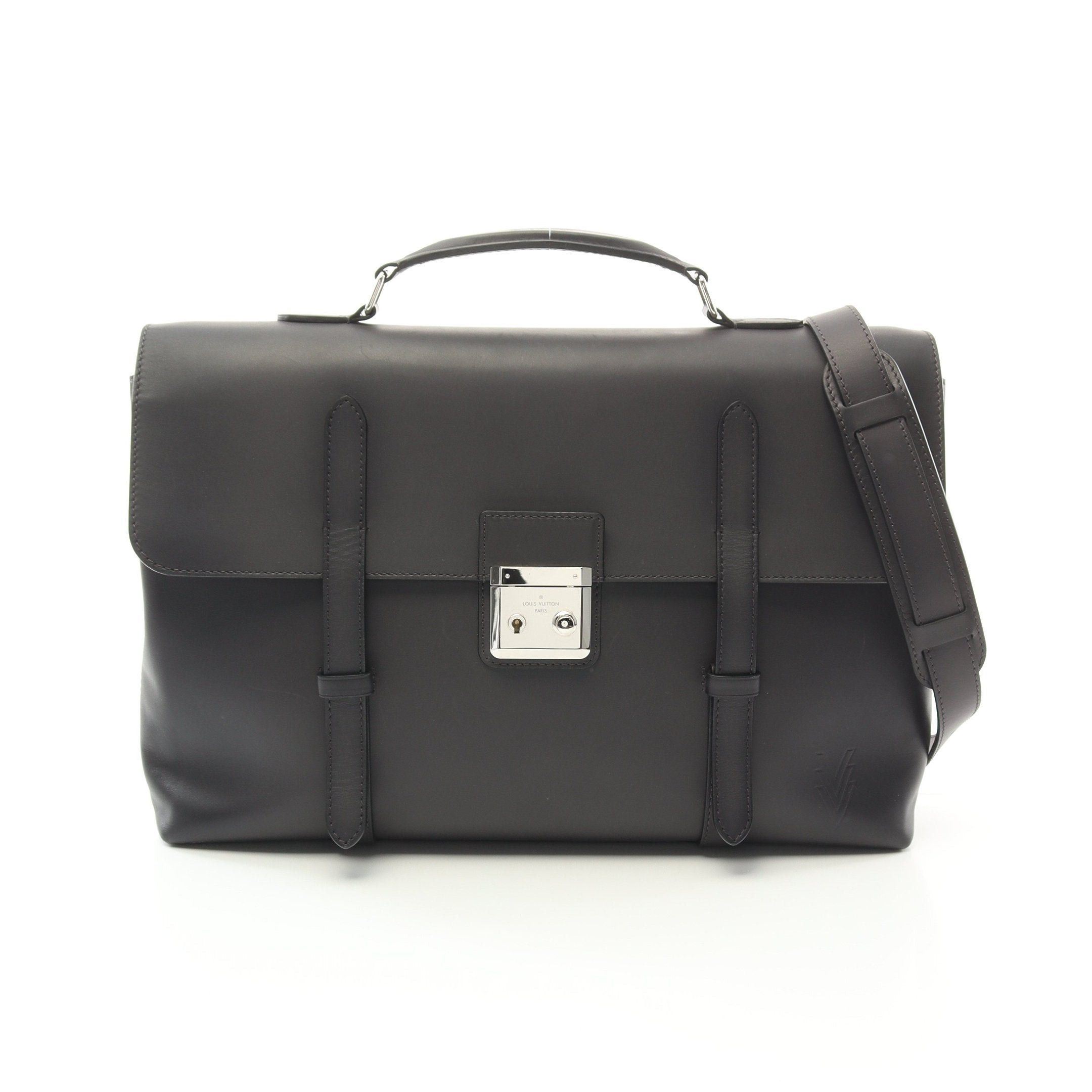 Louis Vuitton Cartable Cuir Ombre Anthracite Business Bag Leather Dark Gray