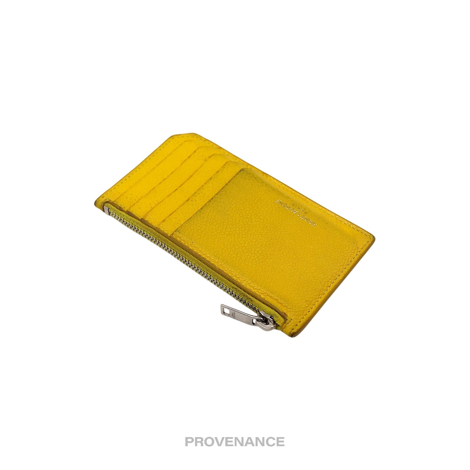 Saint Laurent Paris 🔴 Saint Laurent Paris SLP Fragment Zip Card Wallet - Yellow Size ONE SIZE - 3 Thumbnail