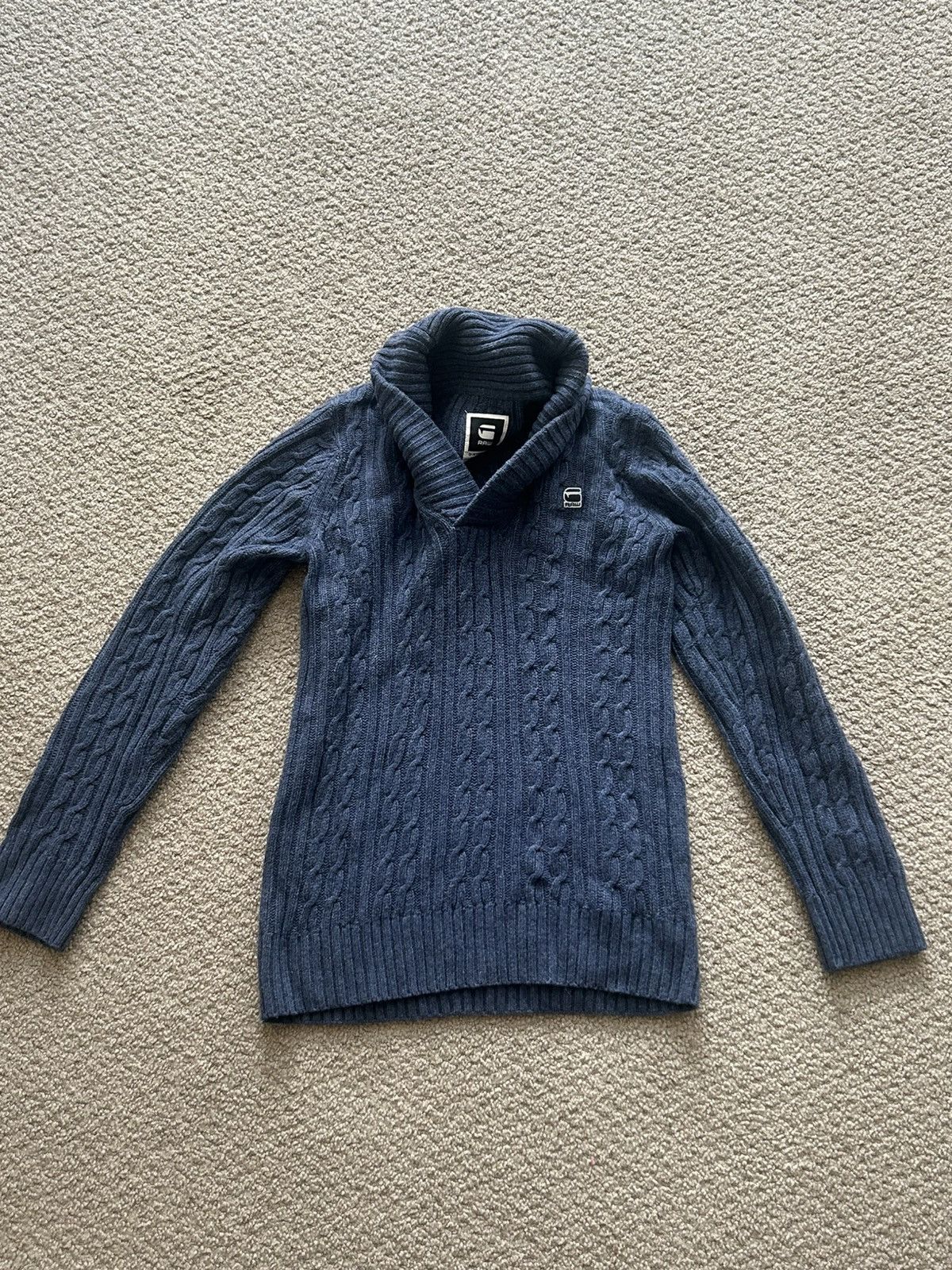 G-Star G star raw denim shawl collar neck knit sweater Size US L / EU 52-54 / 3 - 4 Thumbnail