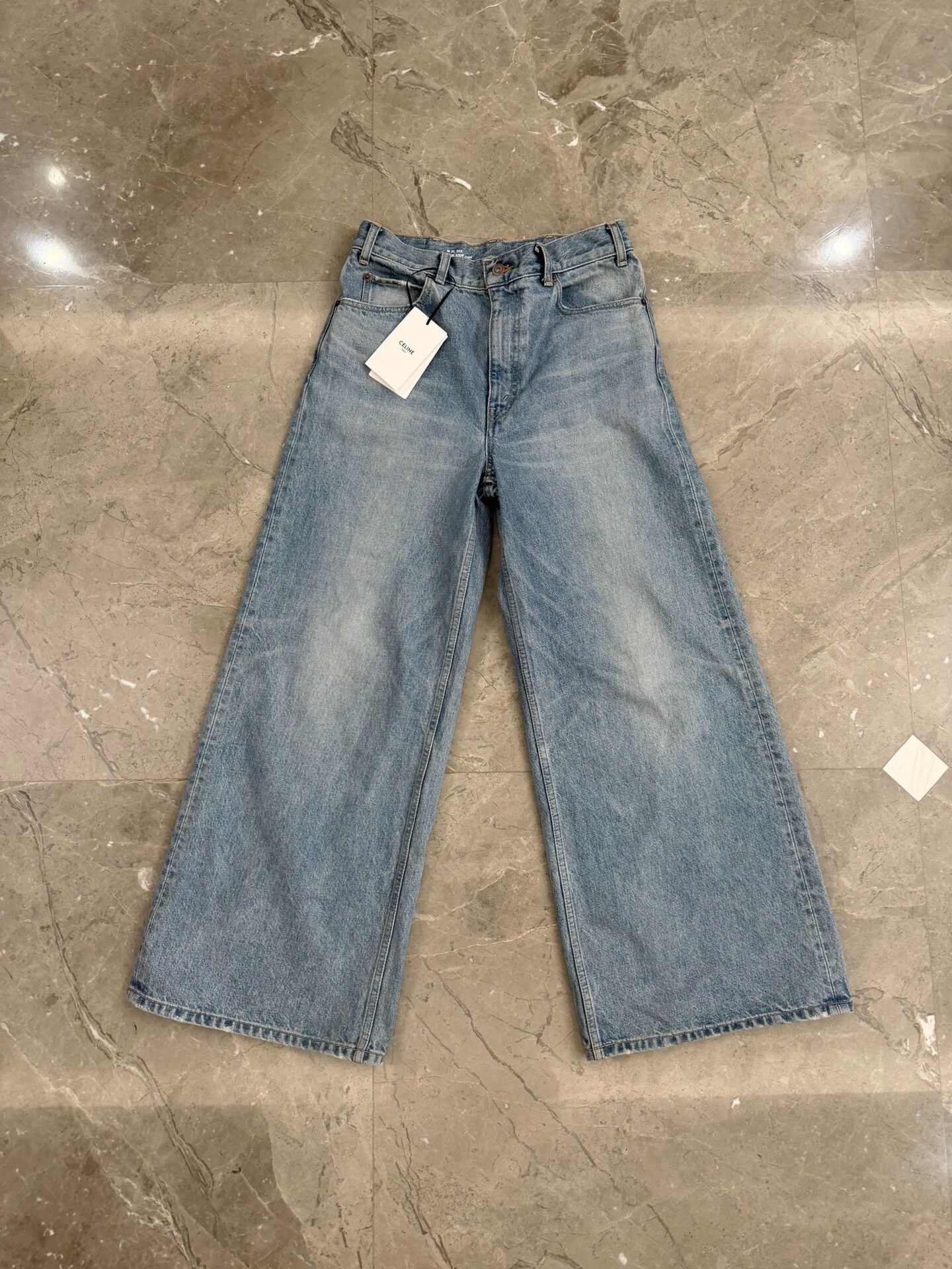 Celine Celine Blue Wide-Leg Denim Trousers Size 29" - 1 Thumbnail