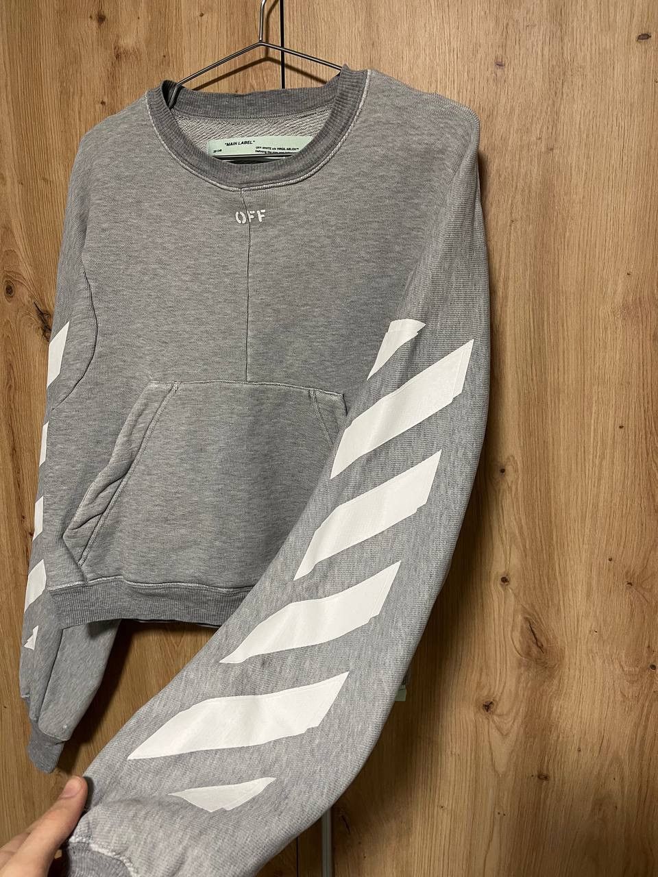 Off-White Off-White Crew Neck Cropped Sweatshirt Stripe Logo 🫆 Size S / US 4 / IT 40 - 3 Thumbnail