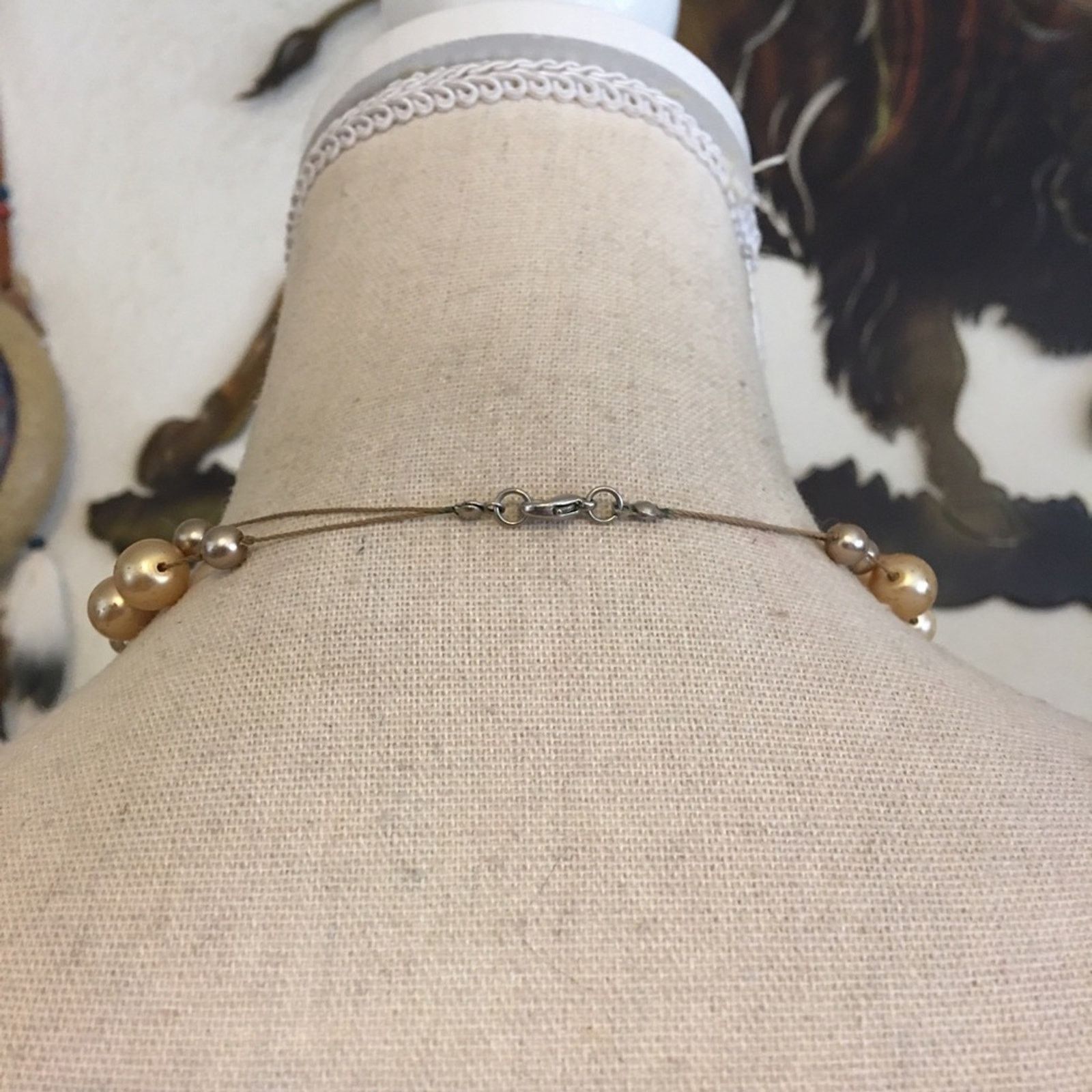 Vintage Elegant double strand floating pearl necklace Size ONE SIZE - 5 Thumbnail