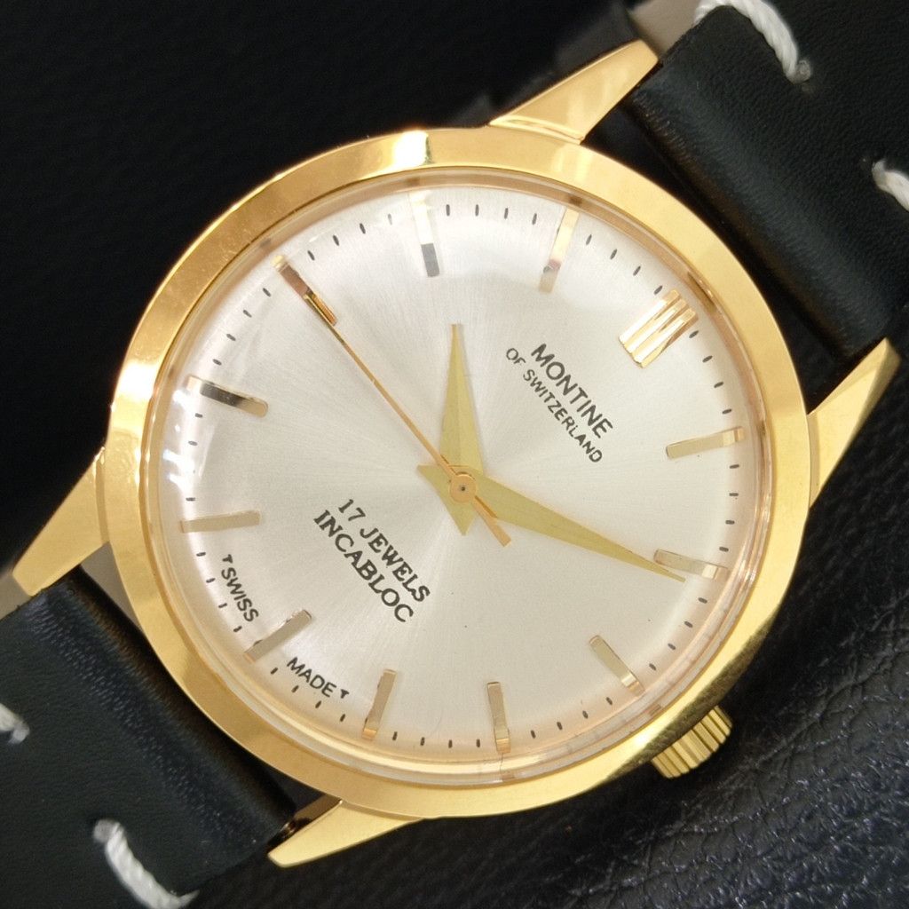 Other VINTAGE MONTINE HAND-WINDING SWISS MENS SILVER WATCH a444156 Size 38 - 1 Thumbnail