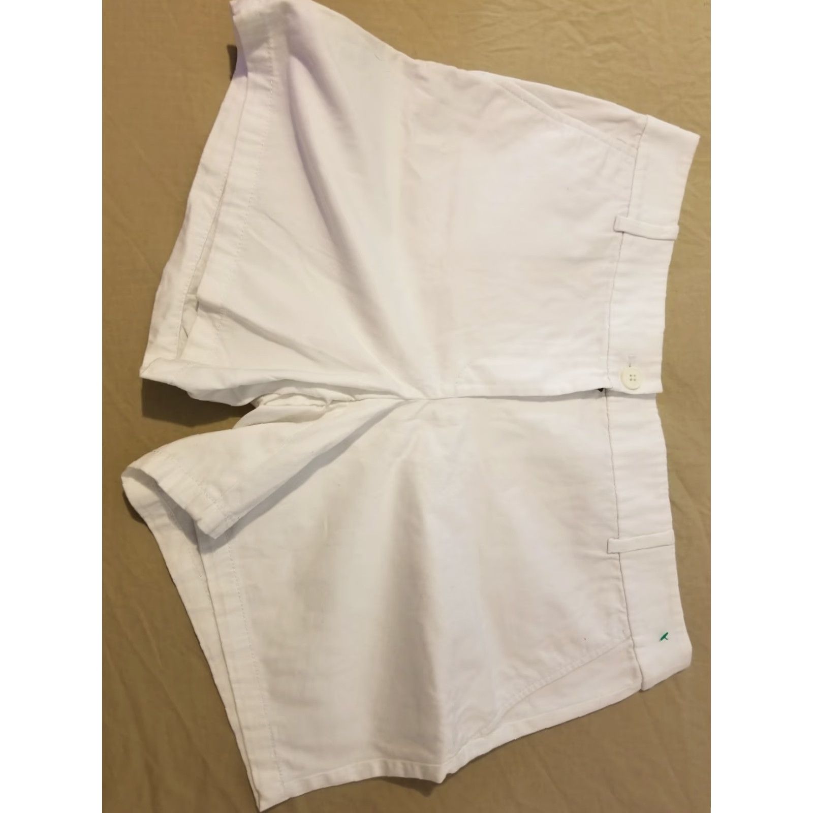 Ann Taylor Womens Ann Taylor Shorts 14 White Cotton Chino Flat Front Casual Summer Walking Mens Womens Girls Size 36" / US 14 / IT 50 - 2 Thumbnail
