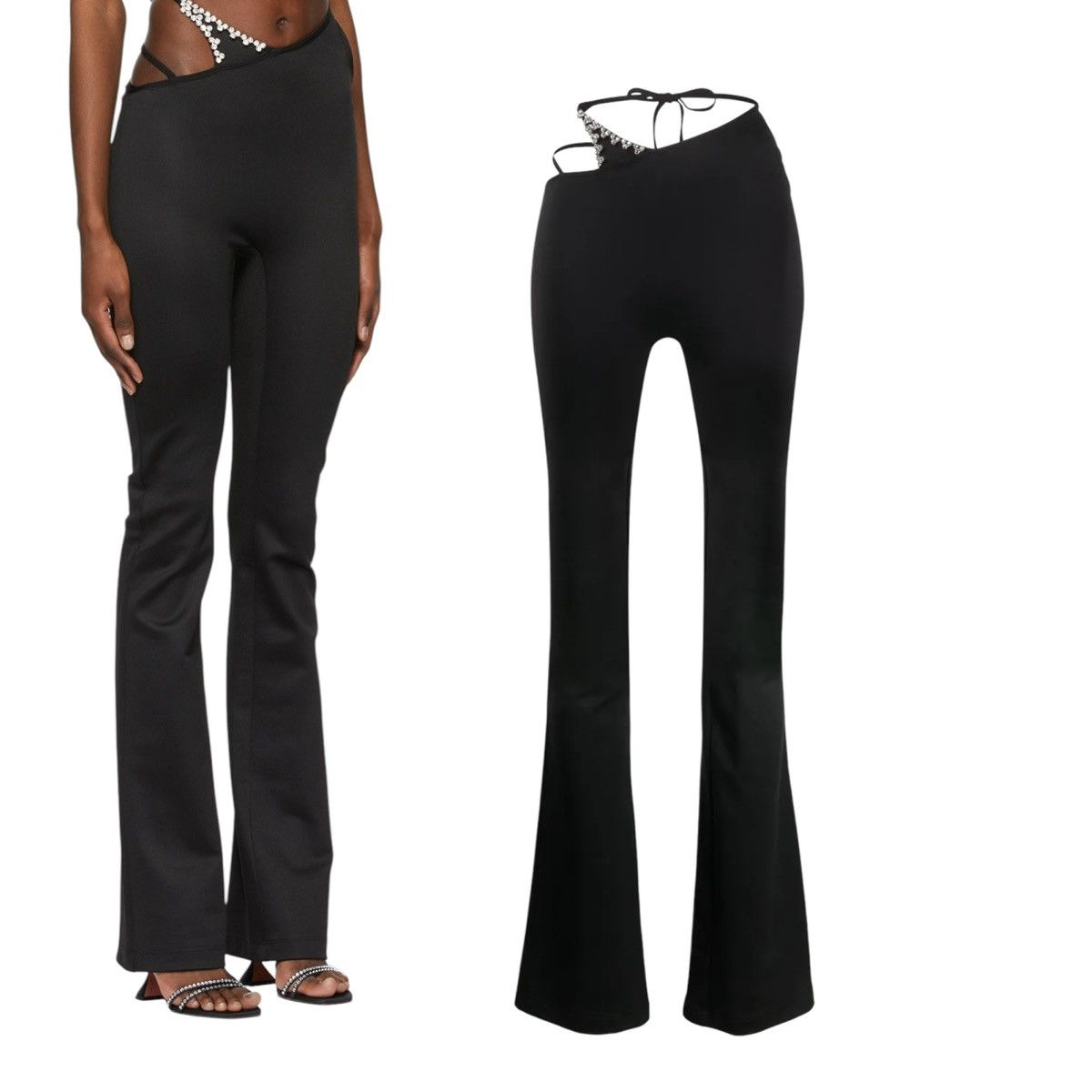 Area Asymmetric Crystal embellished thong effect trousers Size 26" / US 2 / IT 38 - 1 Thumbnail