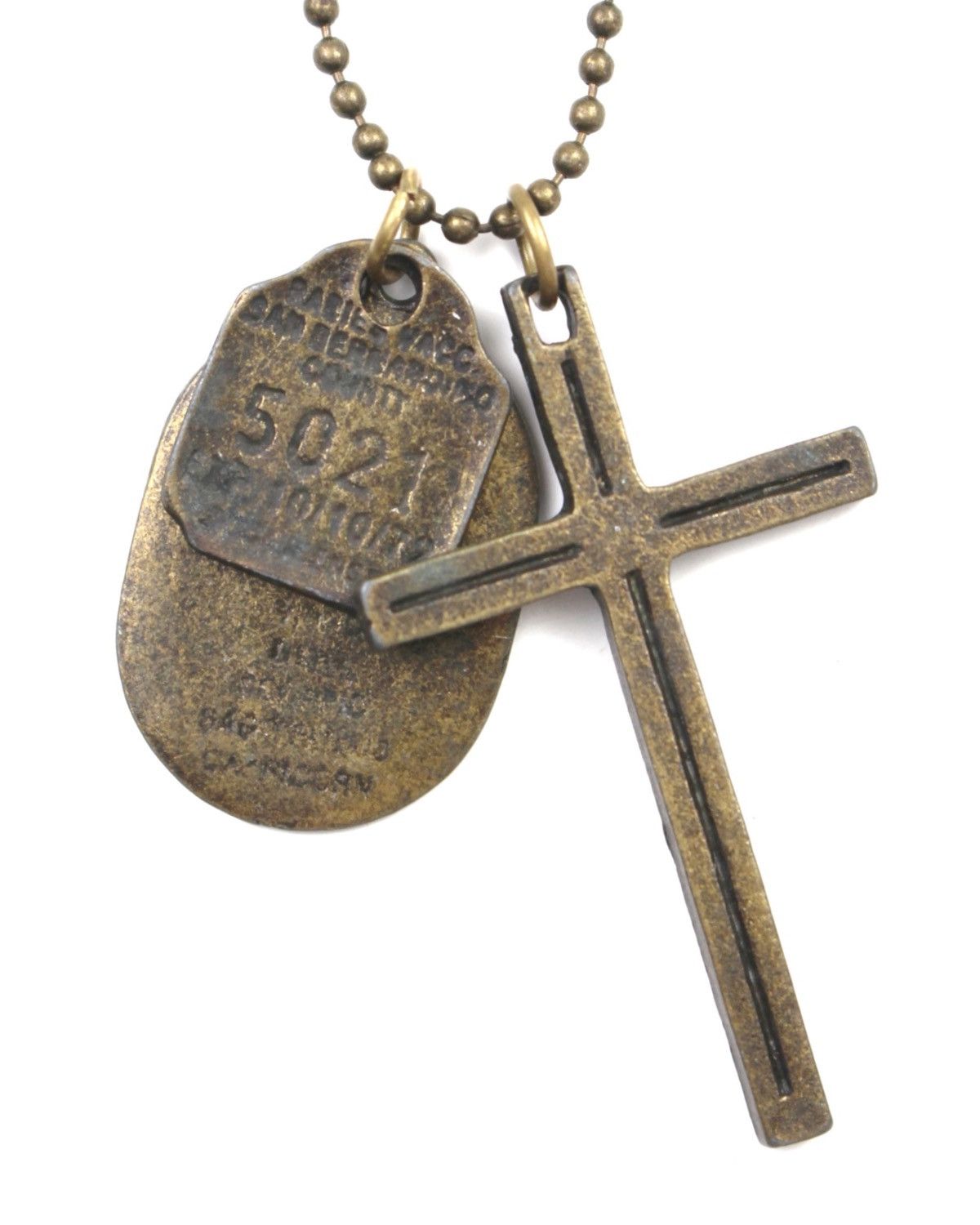 Vintage 1990S JAPANESE MADE PATINA CROSS LAYERED DOG TAG CHARM CHAIN Size ONE SIZE - 1 Thumbnail