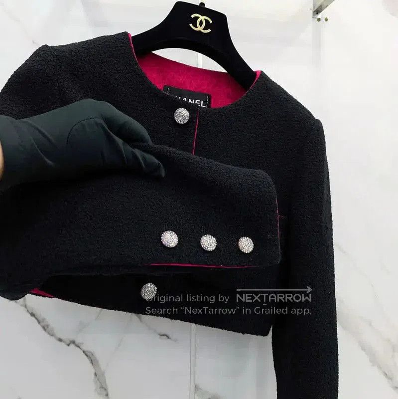 Chanel Chanel Black Wool Blend Cropped Jacket . Size S / US 4 / IT 40 - 4 Thumbnail