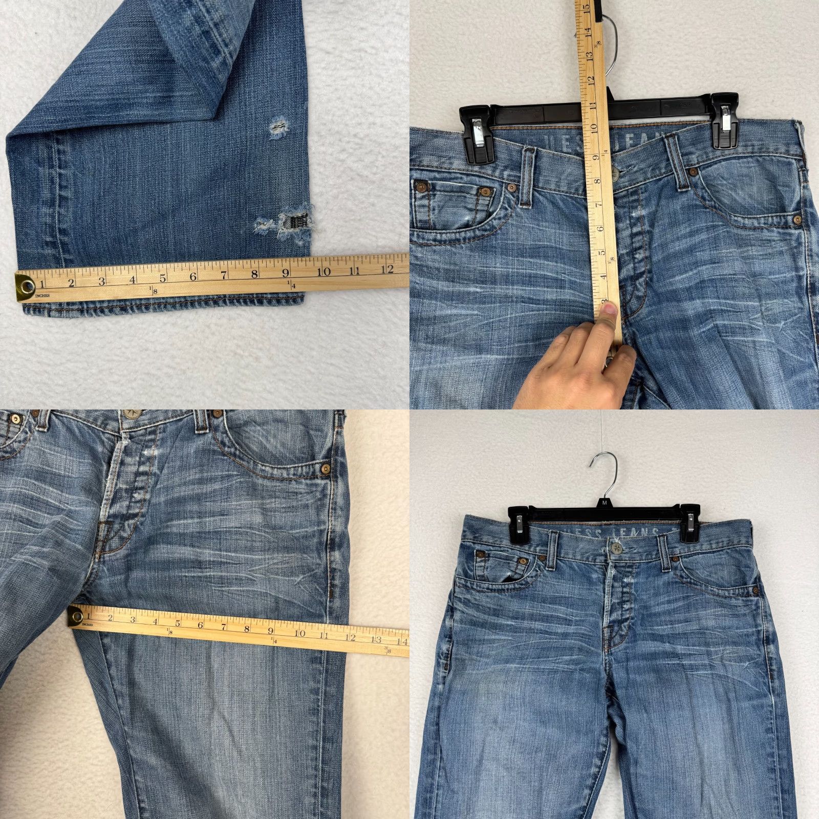 Guess VINTAGE GUESS Jeans Bootcut Mens 33x32 Distressed Denim 00s Y2K Blue Mid Rise 5-Pocket Size US 33 - 8 Thumbnail