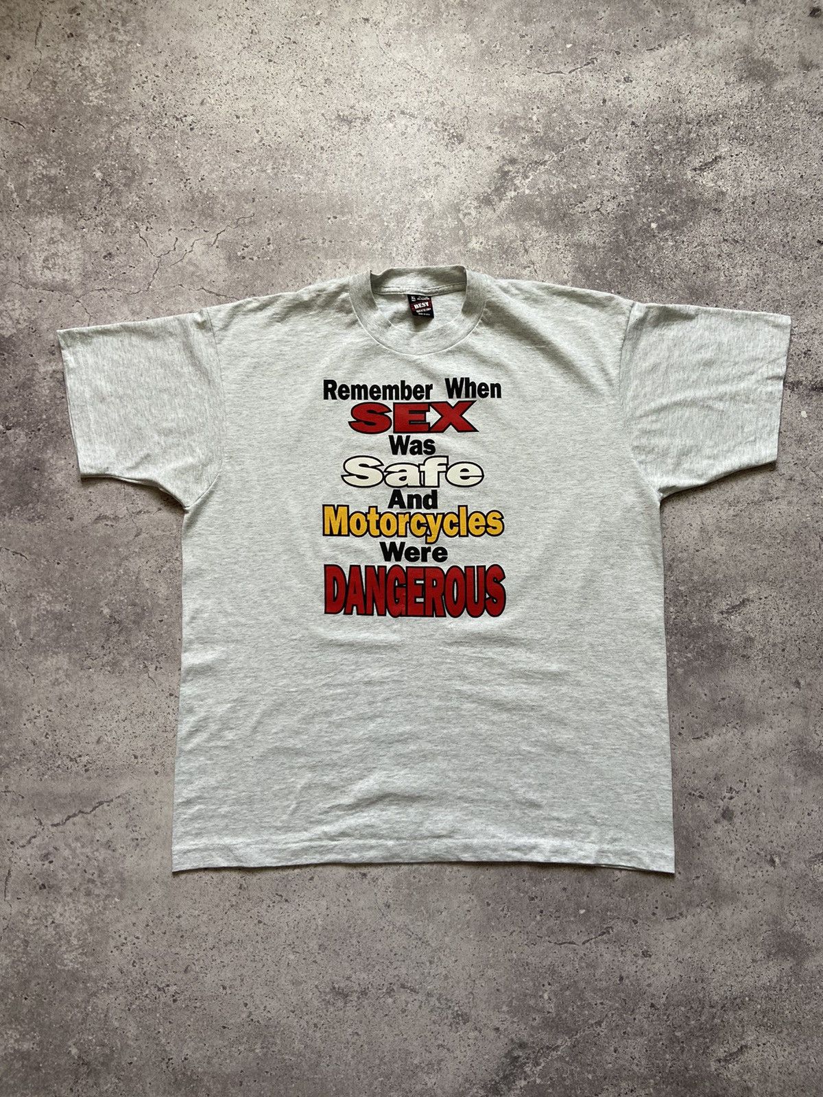 Vintage 90s Remember when sex was safe and Motorcycles was dangerous Size US XL / EU 56 / 4 - 1 Thumbnail