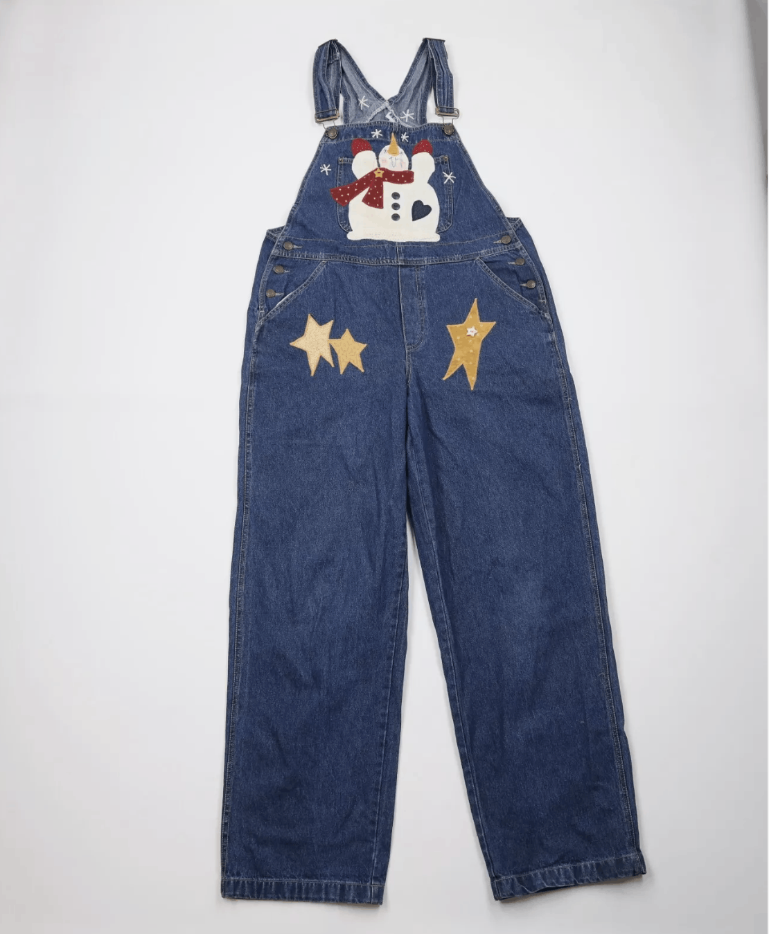 Vintage Vintage 90s Streetwear Distressed Christmas Denim Overalls Size 30" / US 8 / IT 44 - 1 Thumbnail