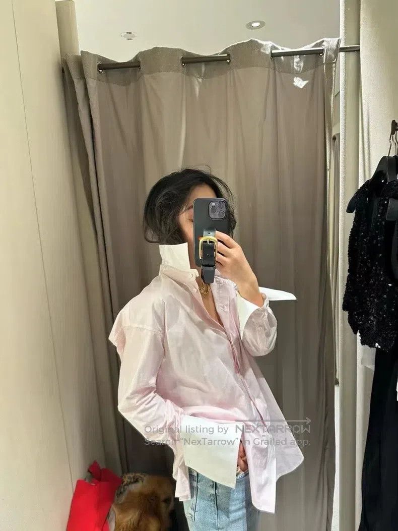 Loewe Loewe Pink Long Sleeve Shirt with Detachable White Collar Size XXS / US 00 / IT 34 - 9 Thumbnail