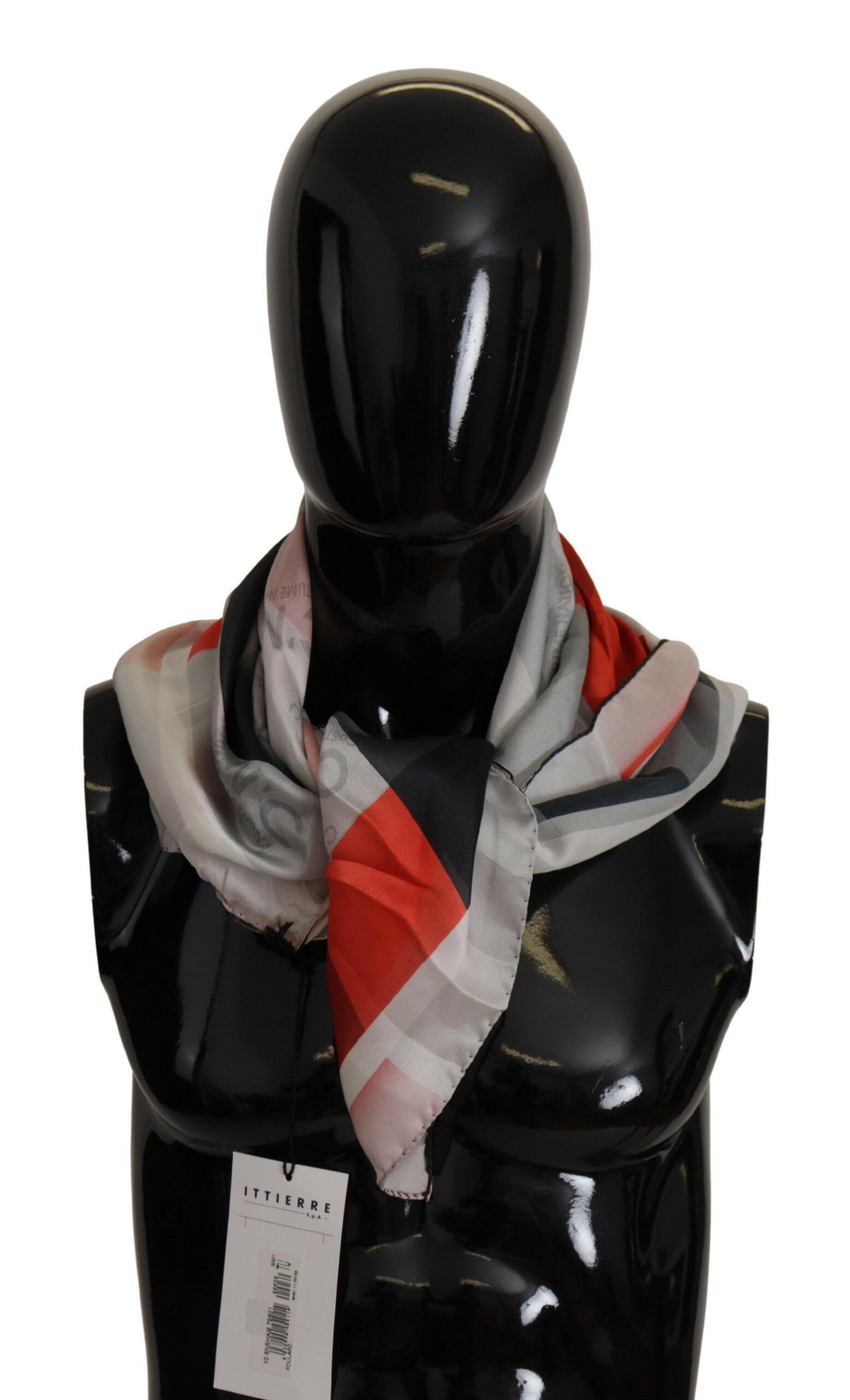 Costume National Elegant Silk Scarf in Gray Red Women's Checkered Size ONE SIZE - 1 Thumbnail