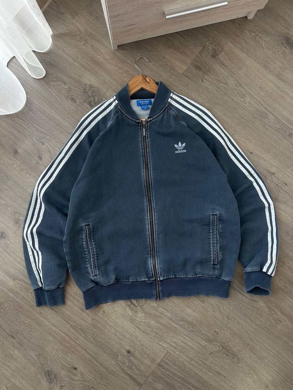 Adidas × Vintage Vintage Adidas Distressed Faded Blue Zip Hoodie Size US XL / EU 56 / 4 - 4 Thumbnail