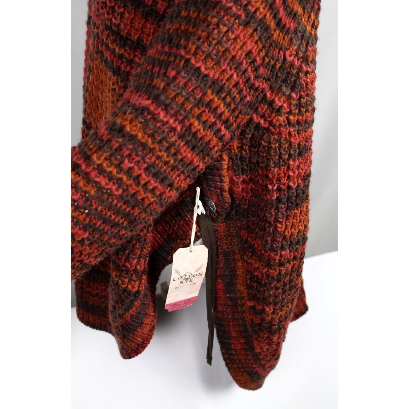 Vintage Cotton & Rye Women's Sweater Cable Knit Tassels Western XXL Fall Brown Red Size XXL / US 16-18 / IT 52-54 - 4 Thumbnail