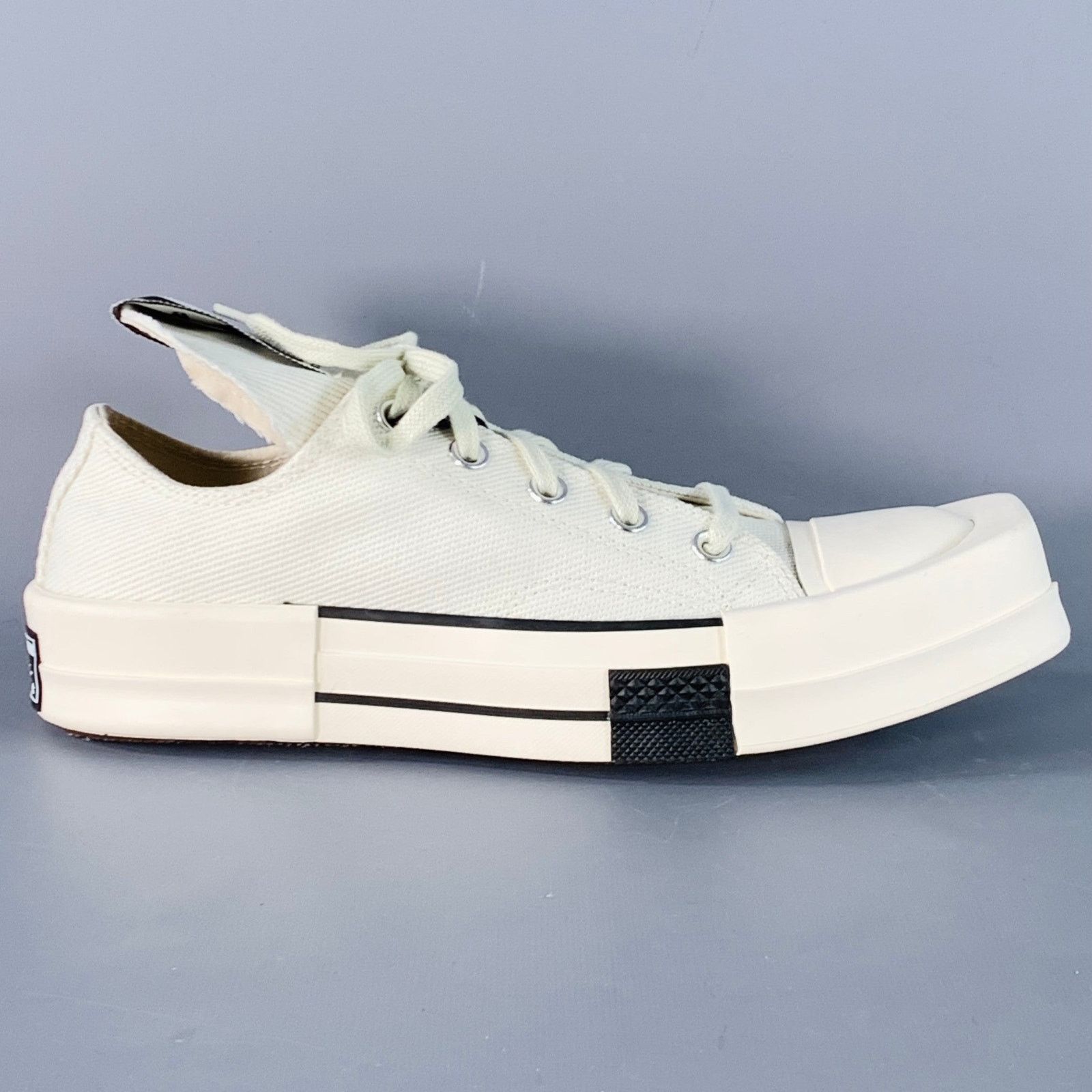 Rick Owens Drkshdw 8 TURBODRK Ivory White Canvas Square Toe Lace-Up Sneakers Size US 8 / IT 38 - 2 Thumbnail