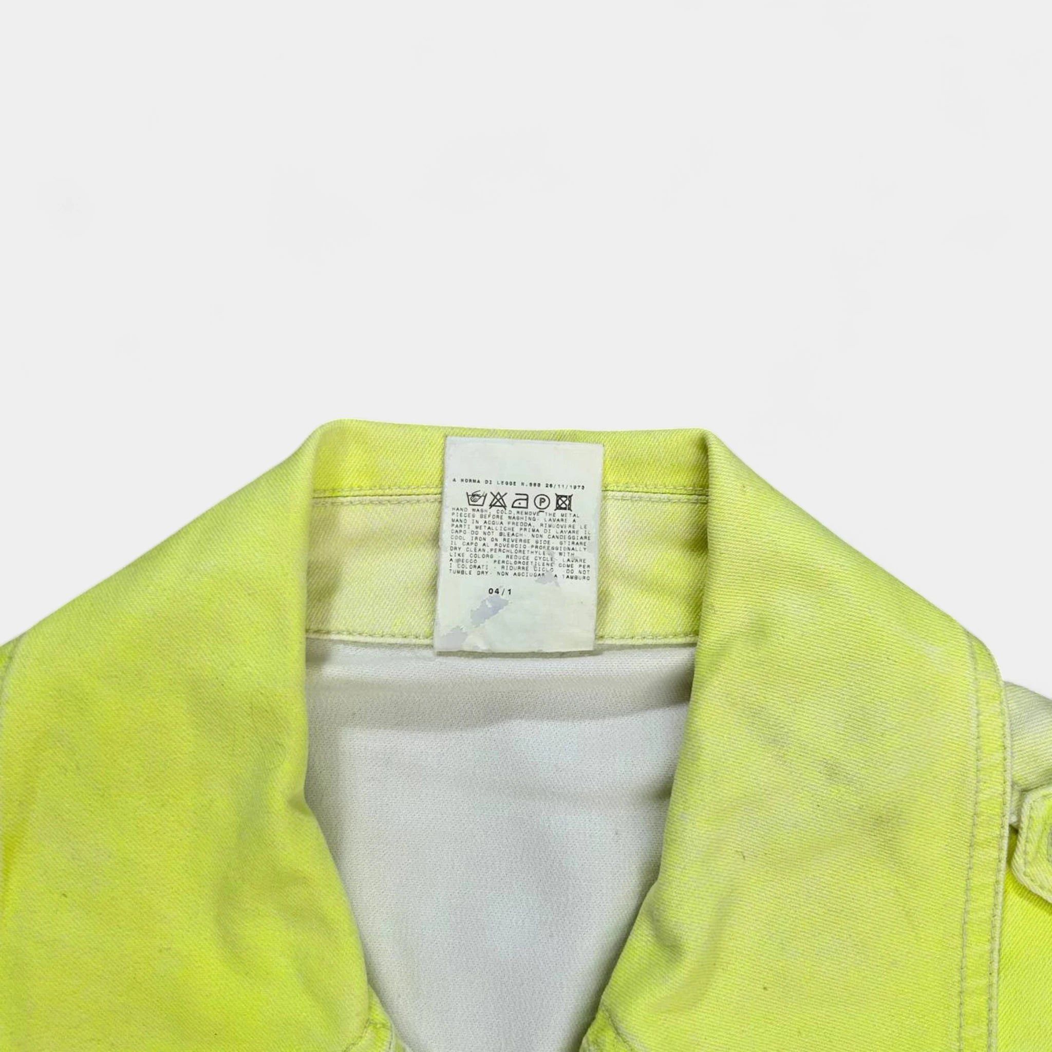 Just Cavalli Just Cavalli 2000's Neon Yellow Denim Biker Jacket Size M / US 6-8 / IT 42-44 - 9 Thumbnail