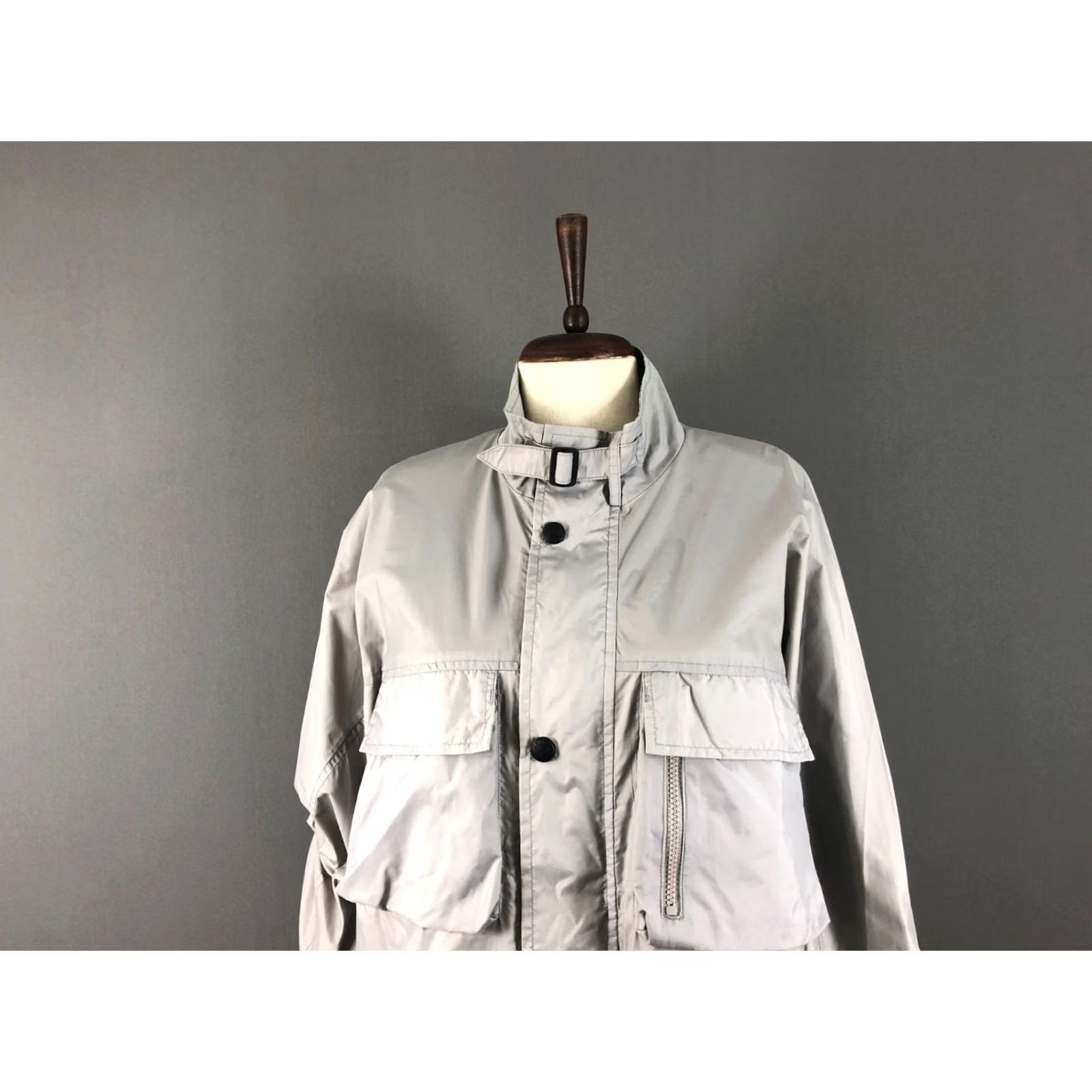 Vintage Armani Jeans Full Zip Windbreaker Jacket Polyamide Women Gray Size 42" / US 20 - 4 Thumbnail