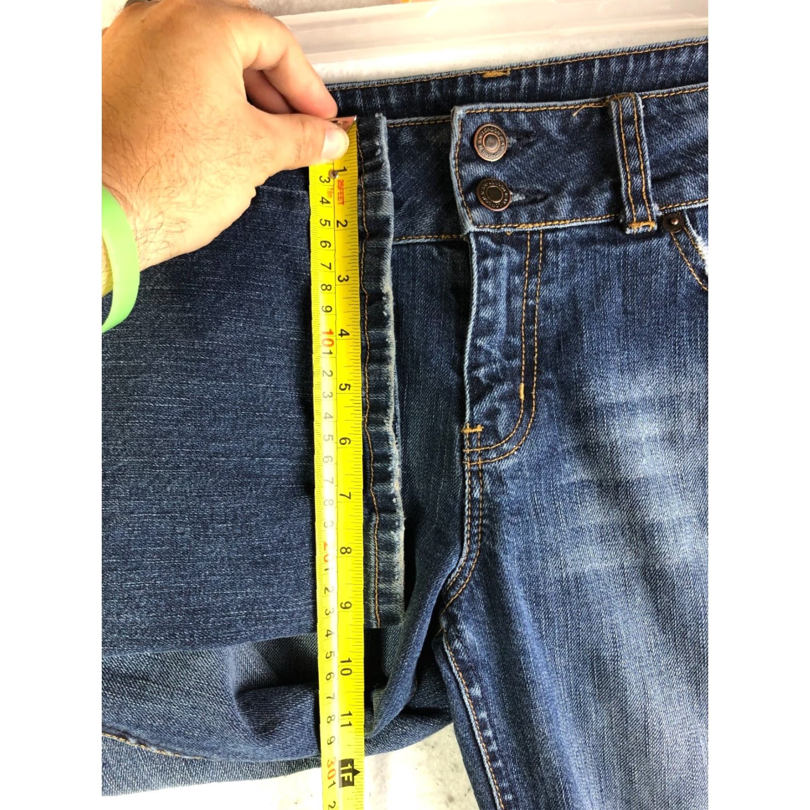 Denime London Jeans Jeans Bootcut Womens Size 8 Blue Denim Mid Rise Stretch Regular Inseam 28 in Cotton Denim Size 30" / US 8 / IT 44 - 6 Thumbnail