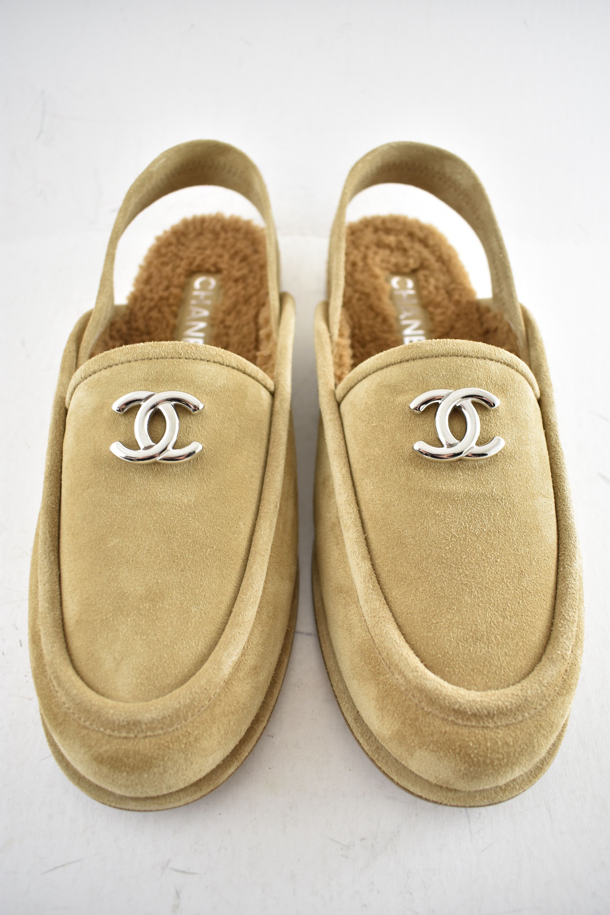 Chanel Chanel Suede CC Shearling Moccasin Slingback Loafer Flat 41 Size US 11 / IT 41 - 8 Thumbnail